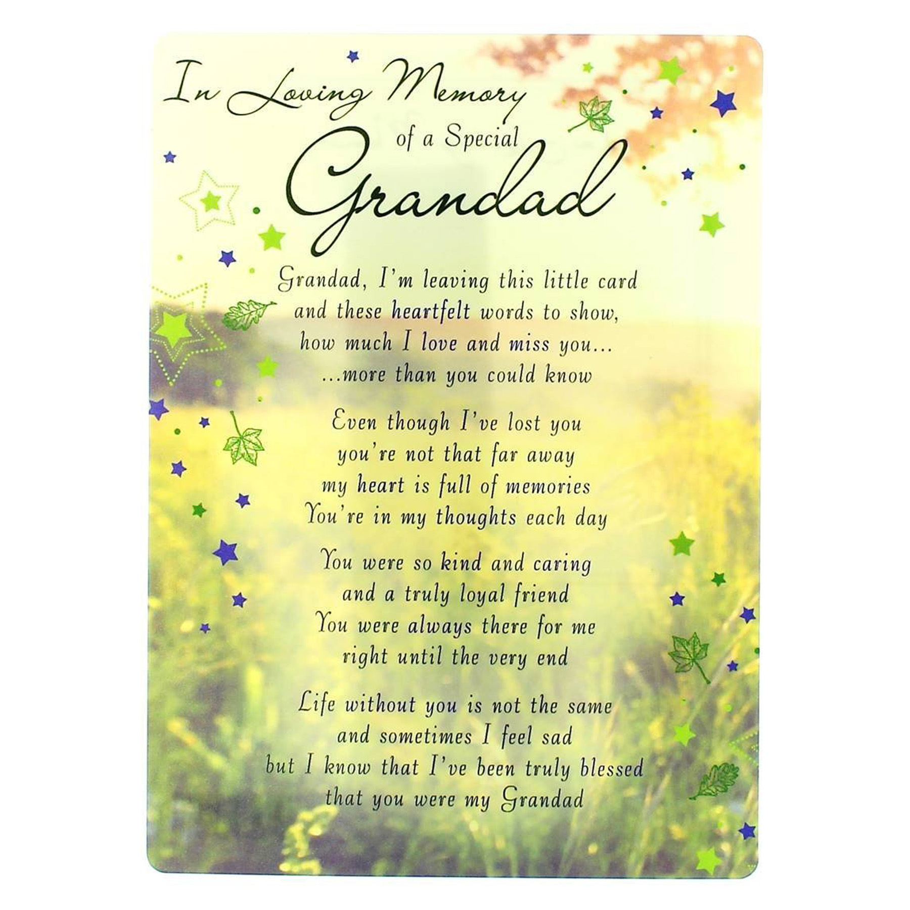 Graveside Memorial Card Weatherproof In Loving Memory Special Grandad