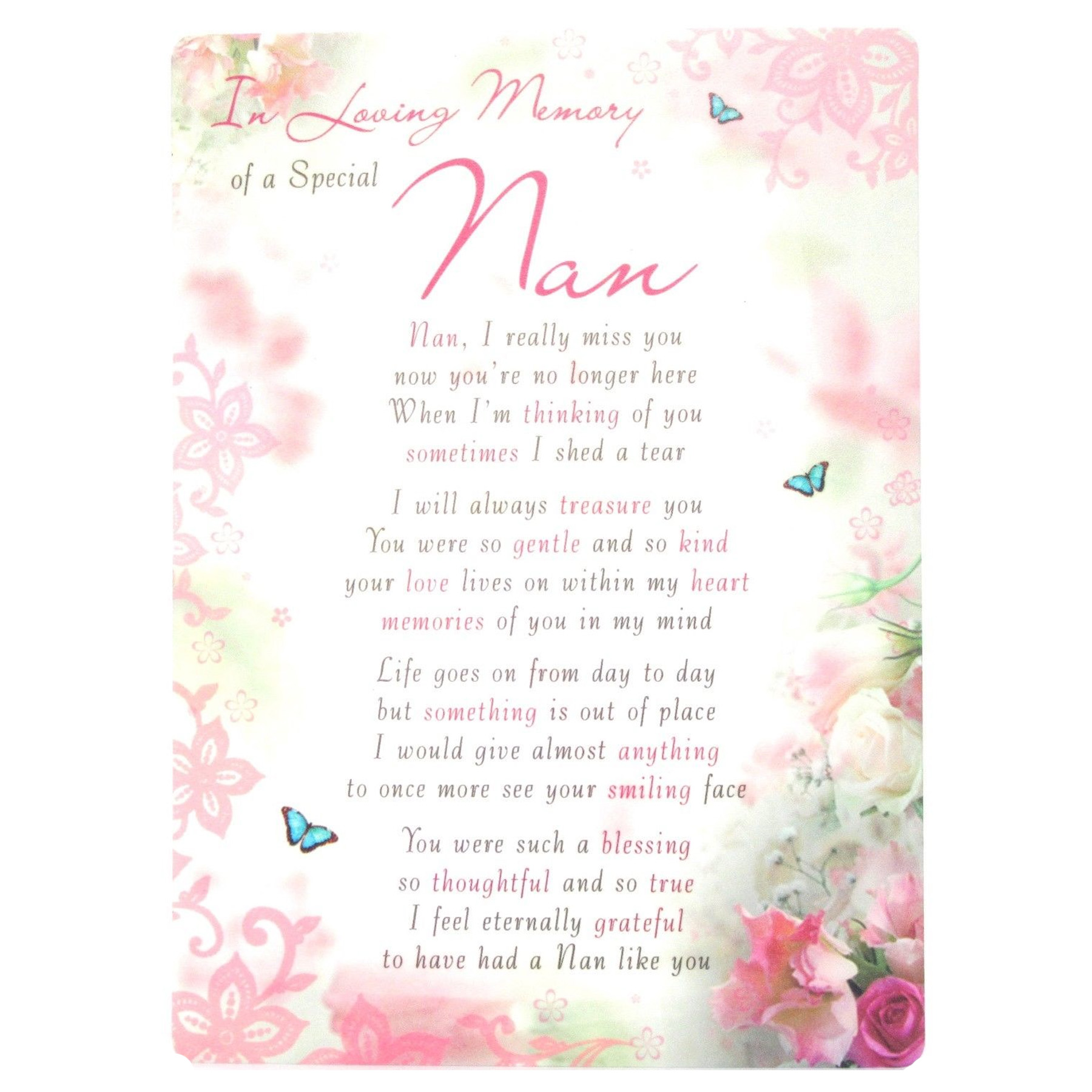 Graveside Memorial Card Weatherproof In Loving Memory Special Nan
