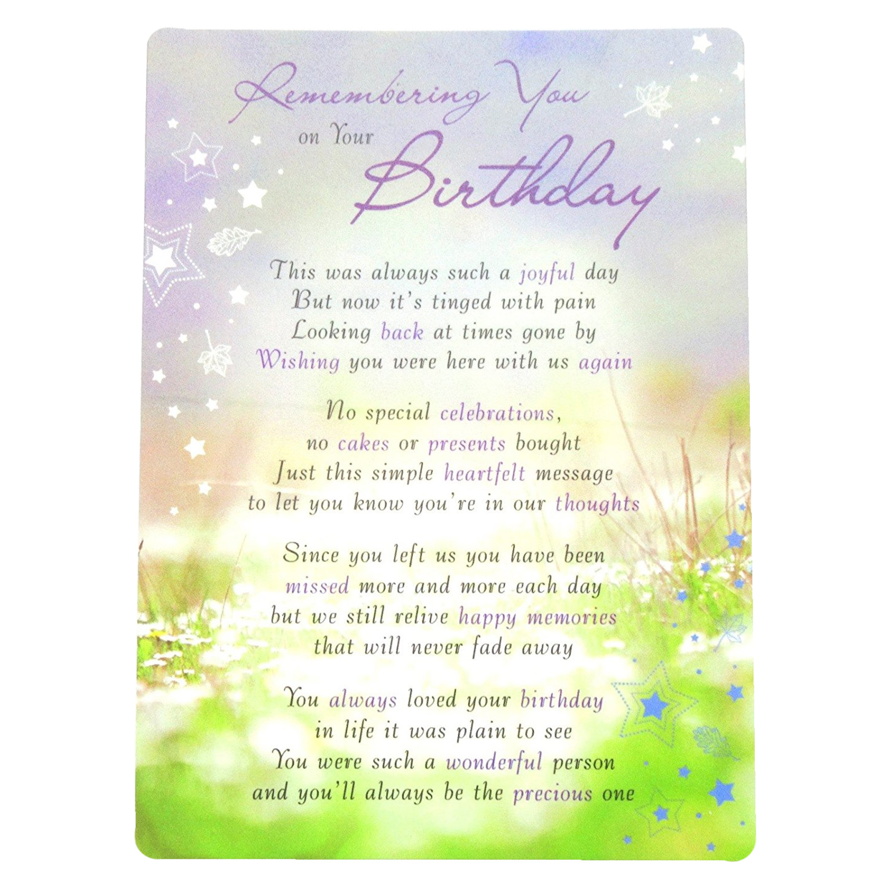 Graveside Memorial Card Weatherproof In Loving Memory Remembering You on your Birthday