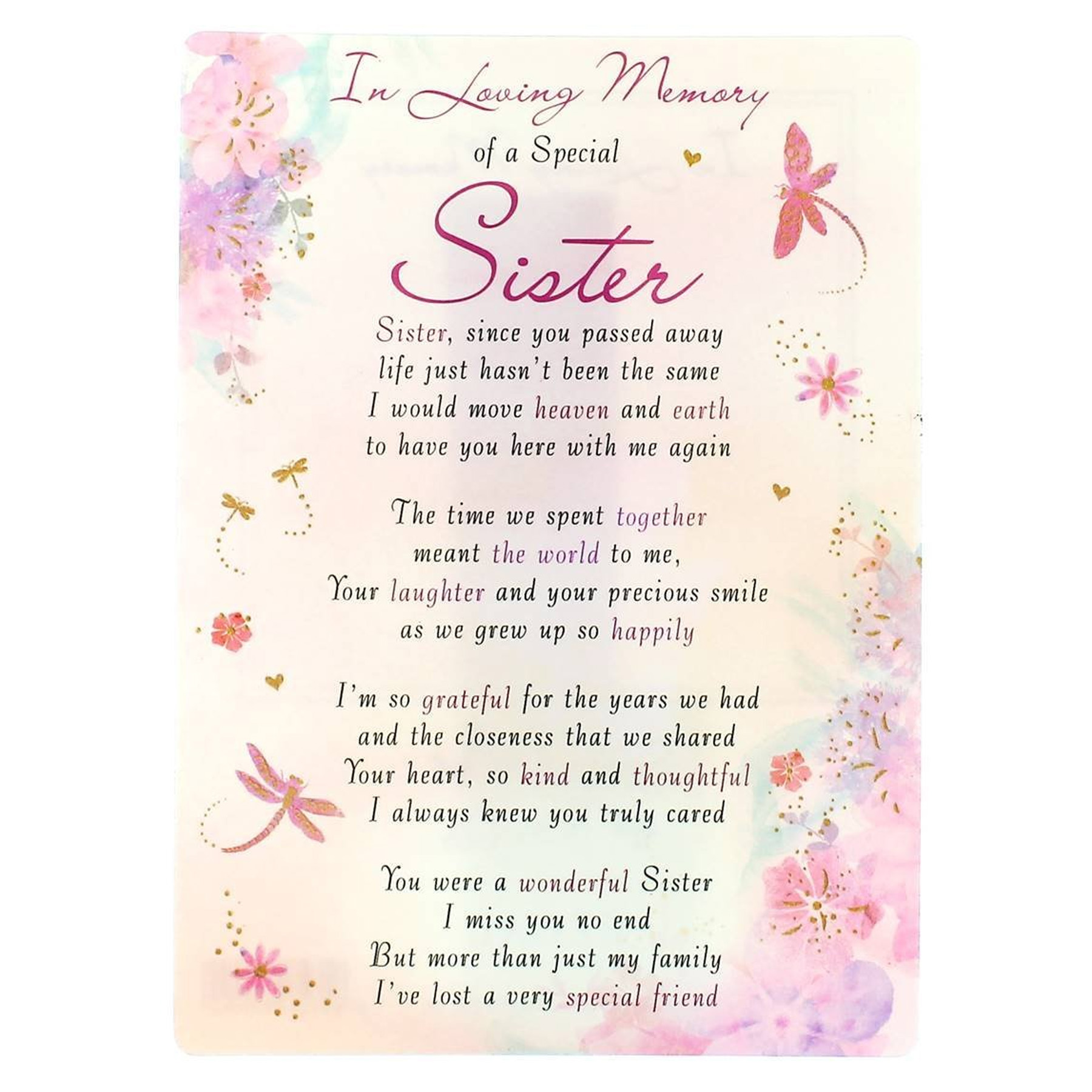 Graveside Memorial Card Weatherproof In Loving Memory Special Sister