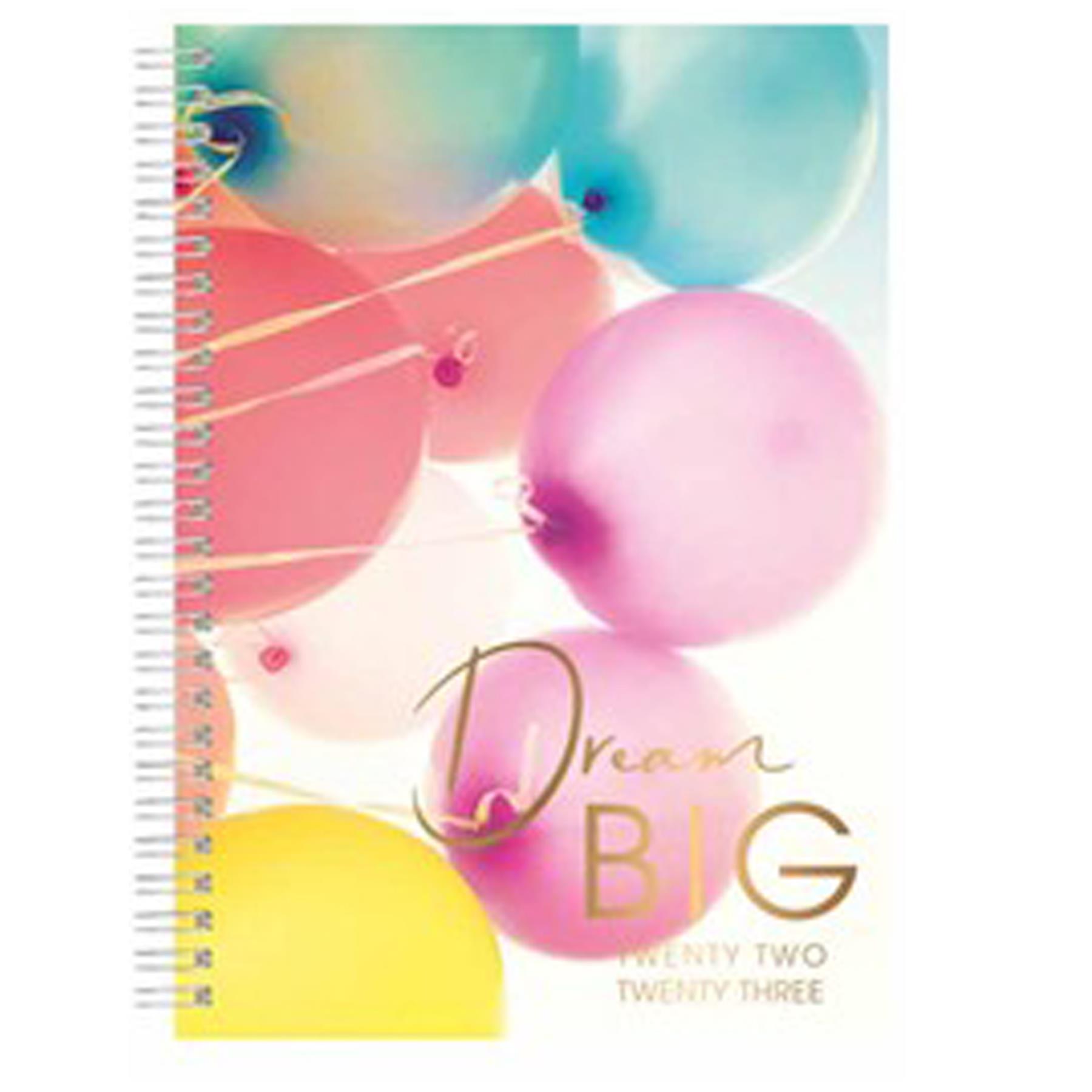2022 - 2023 Academic A5 Week To View Hardback Student Diary 3095 - Balloons / Dream Big