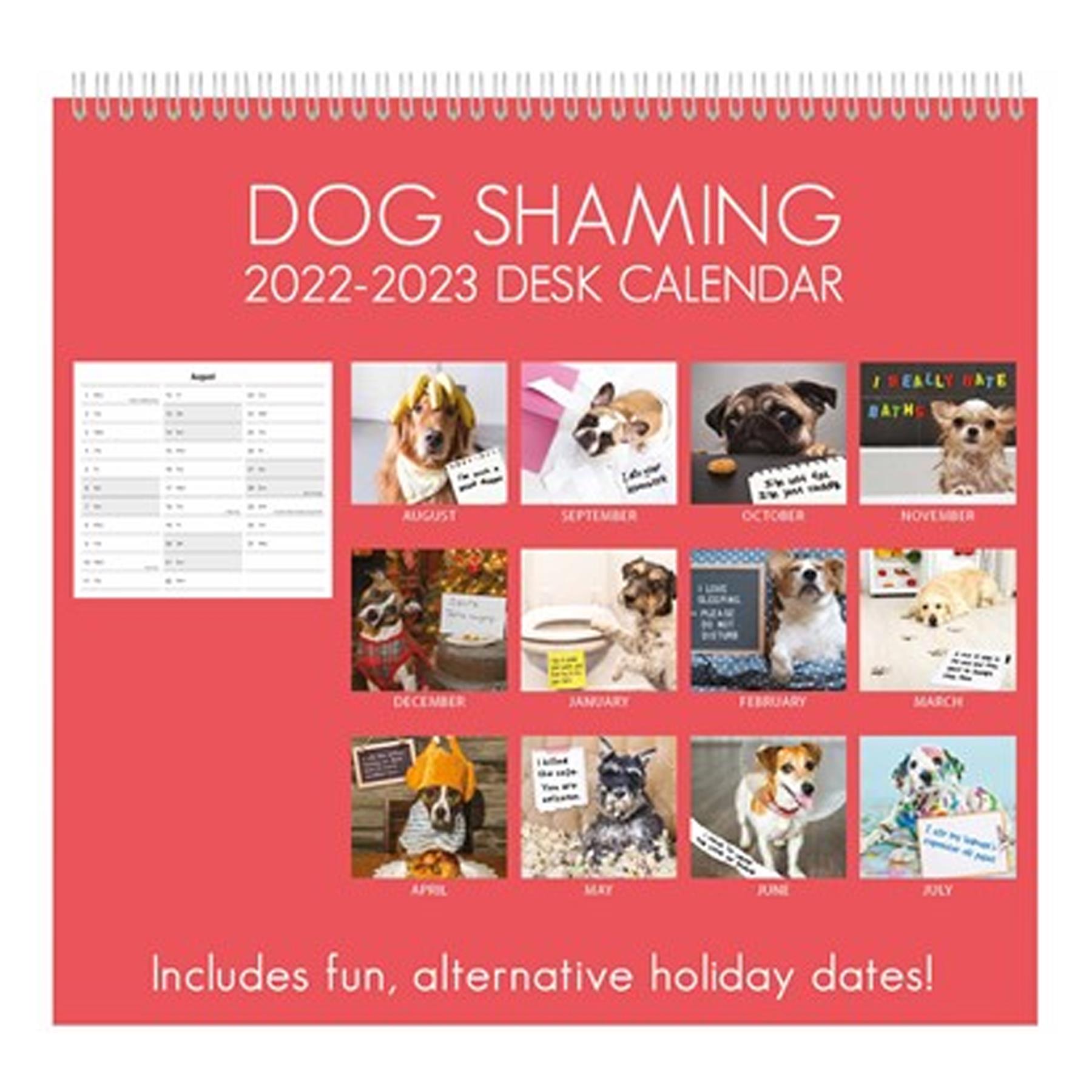 2022-2023 Mid Year Desk Calendar Month to View - Dog Shaming