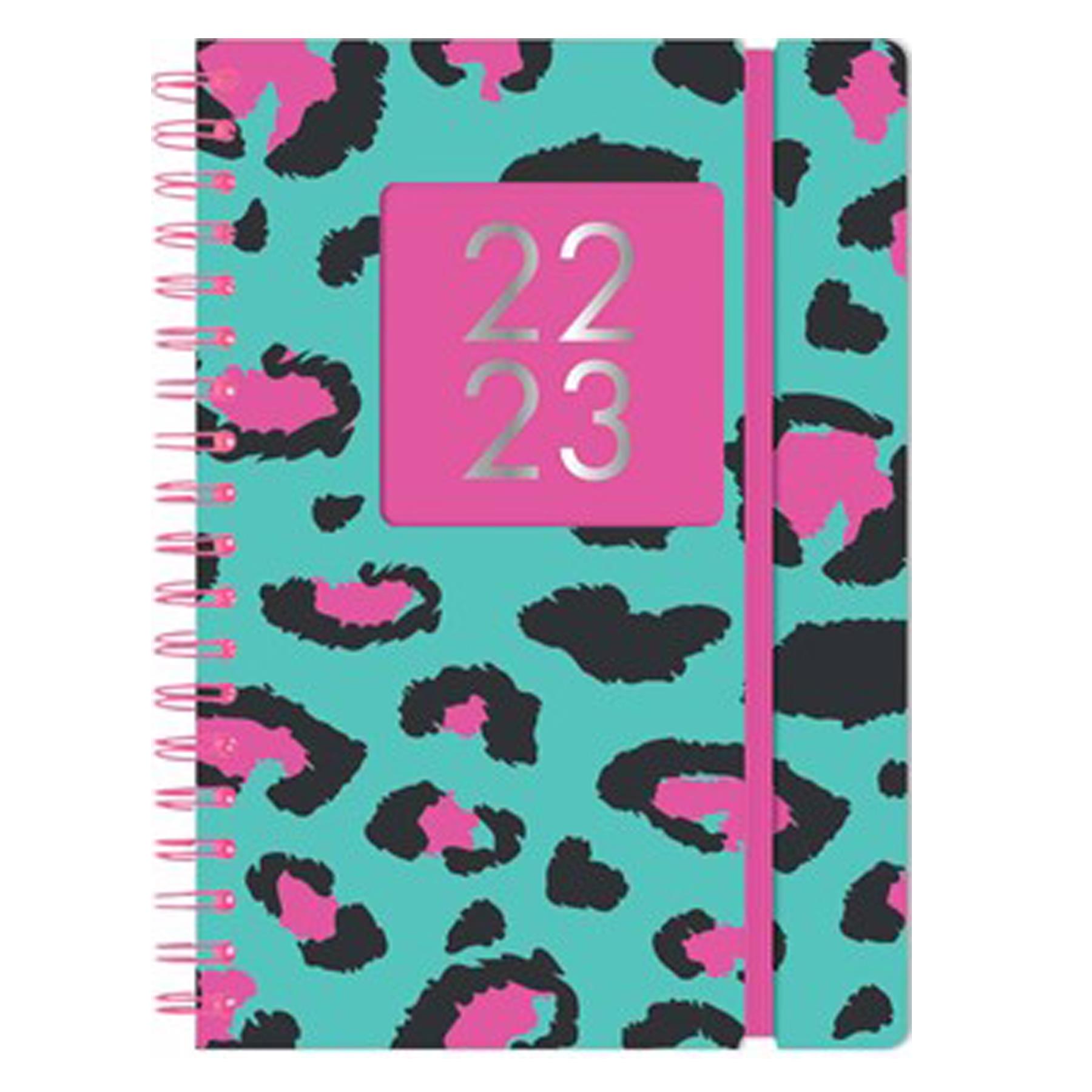 3883 Academic 2022 - 2023 PVC Cover Day a Page Student Diary - A5 Leopard Print