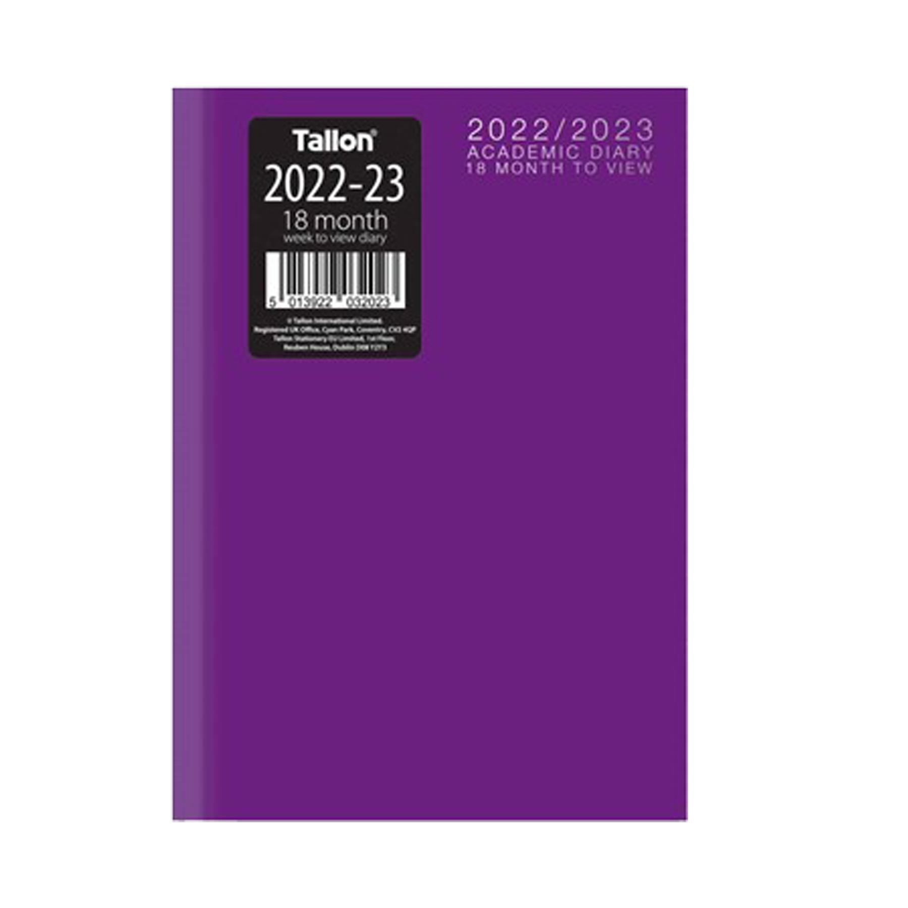 2022-2023 Academic 18 Month Student A5 Diary - Purple