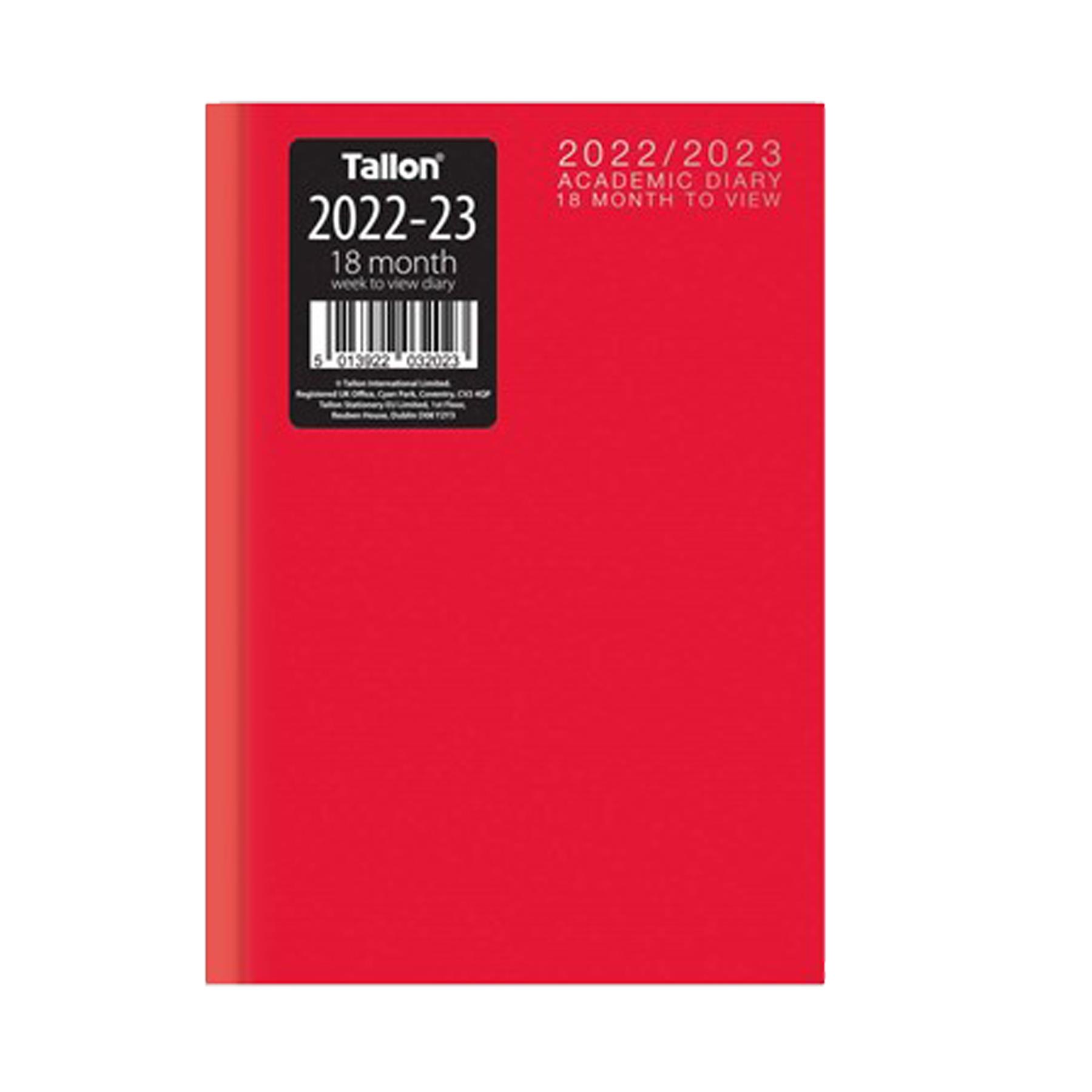 2022-2023 Academic 18 Month Student A5 Diary - Red