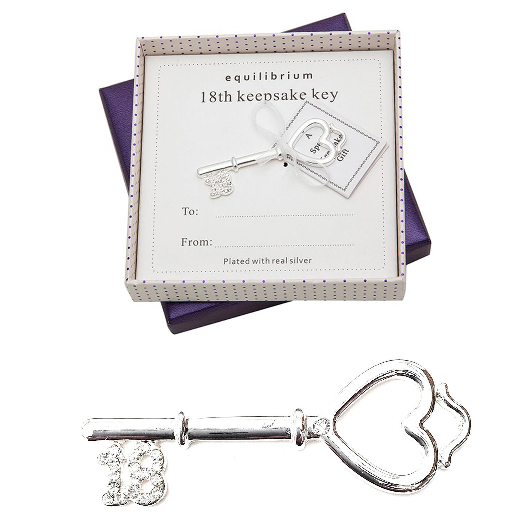 Equilibrium Silver Plated Special Birthday Keepsake Key - 18th