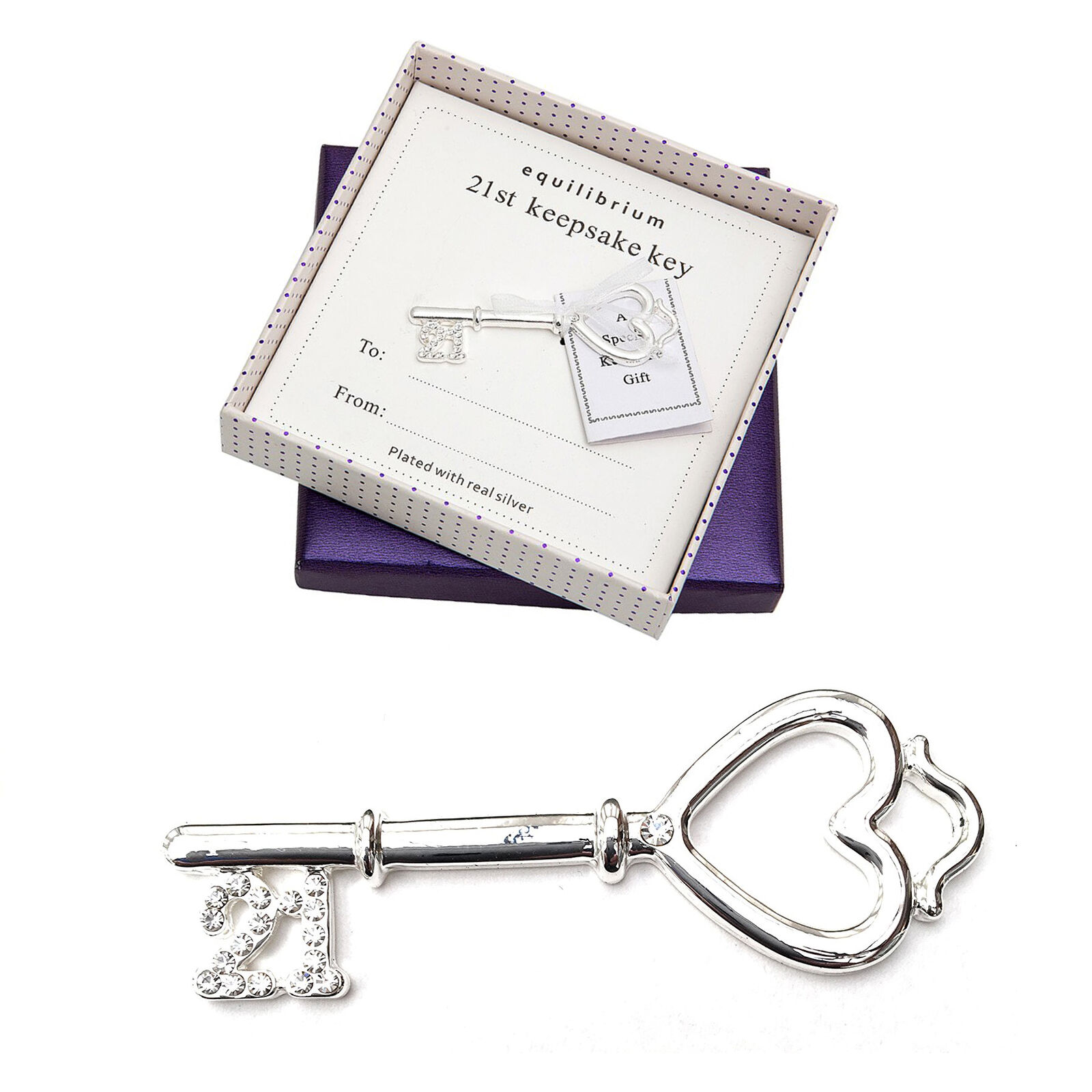 Equilibrium Silver Plated Special Birthday Keepsake Key - 21st