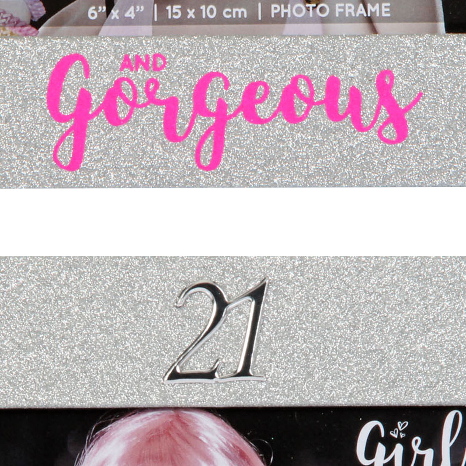 Girl Talk Gift Boxed Glitter Design 6x4 Birthday Photo Frame - 21 and Gorgeous