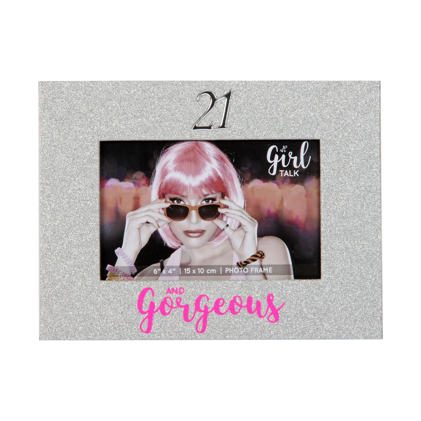 Girl Talk Gift Boxed Glitter Design 6x4 Birthday Photo Frame - 21 and Gorgeous