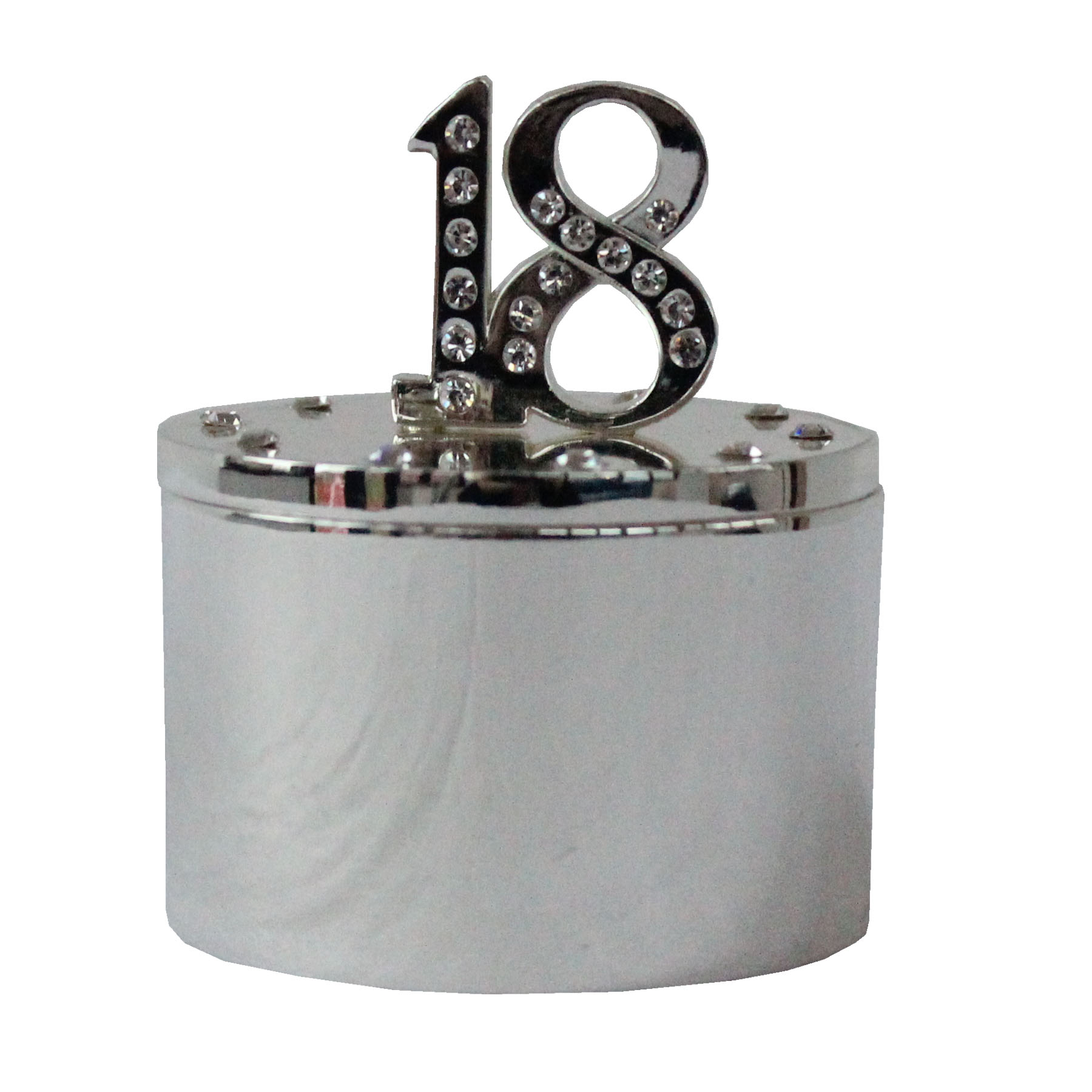 Milestones Silver and Diamante Trinket Box with Number Top - 18th Birthday