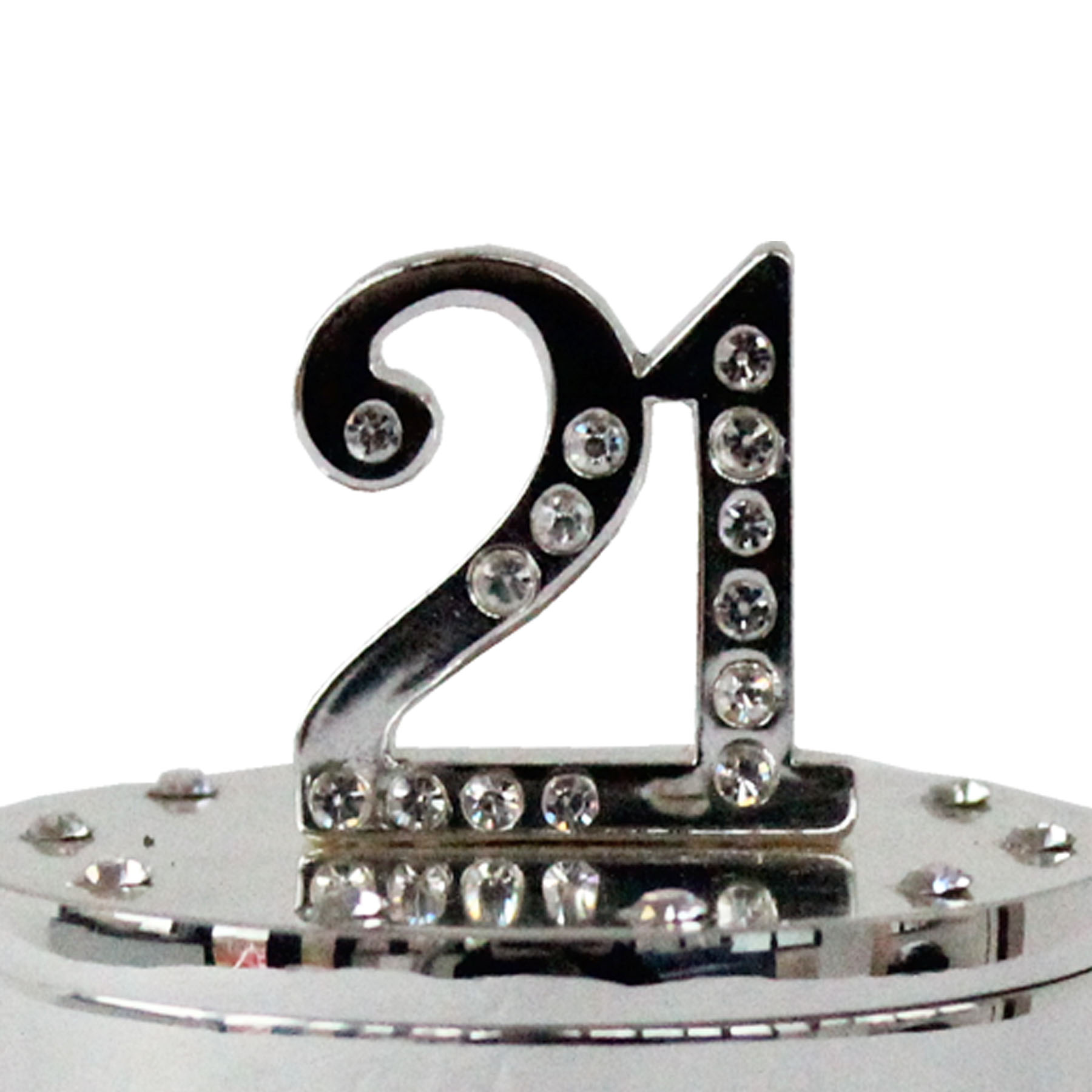 Milestones Silver and Diamante Trinket Box with Number Top - 21st Birthday