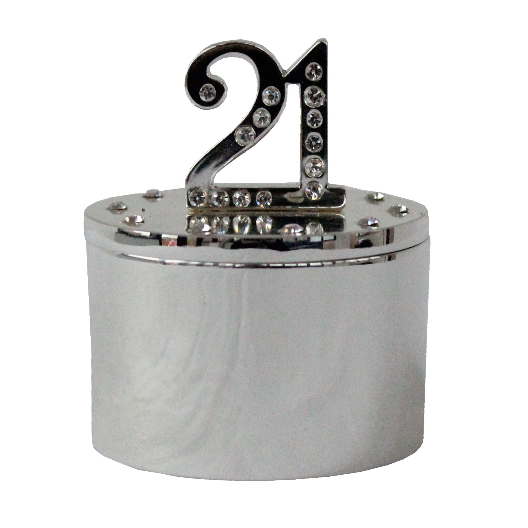 Milestones Silver and Diamante Trinket Box with Number Top - 21st Birthday