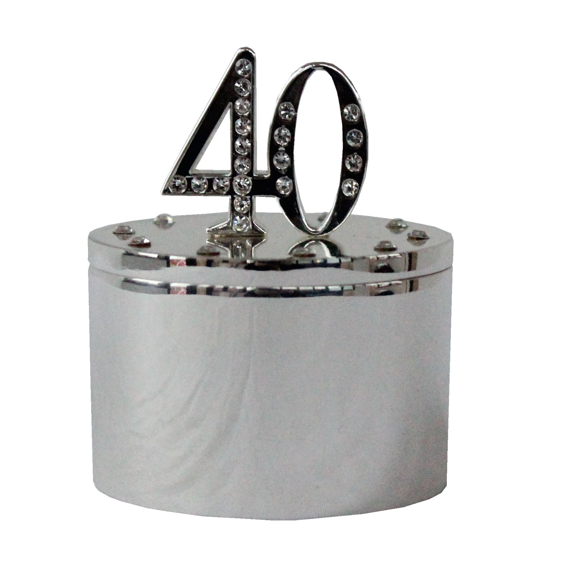 Milestones Silver and Diamante Trinket Box with Number Top - 40th Birthday