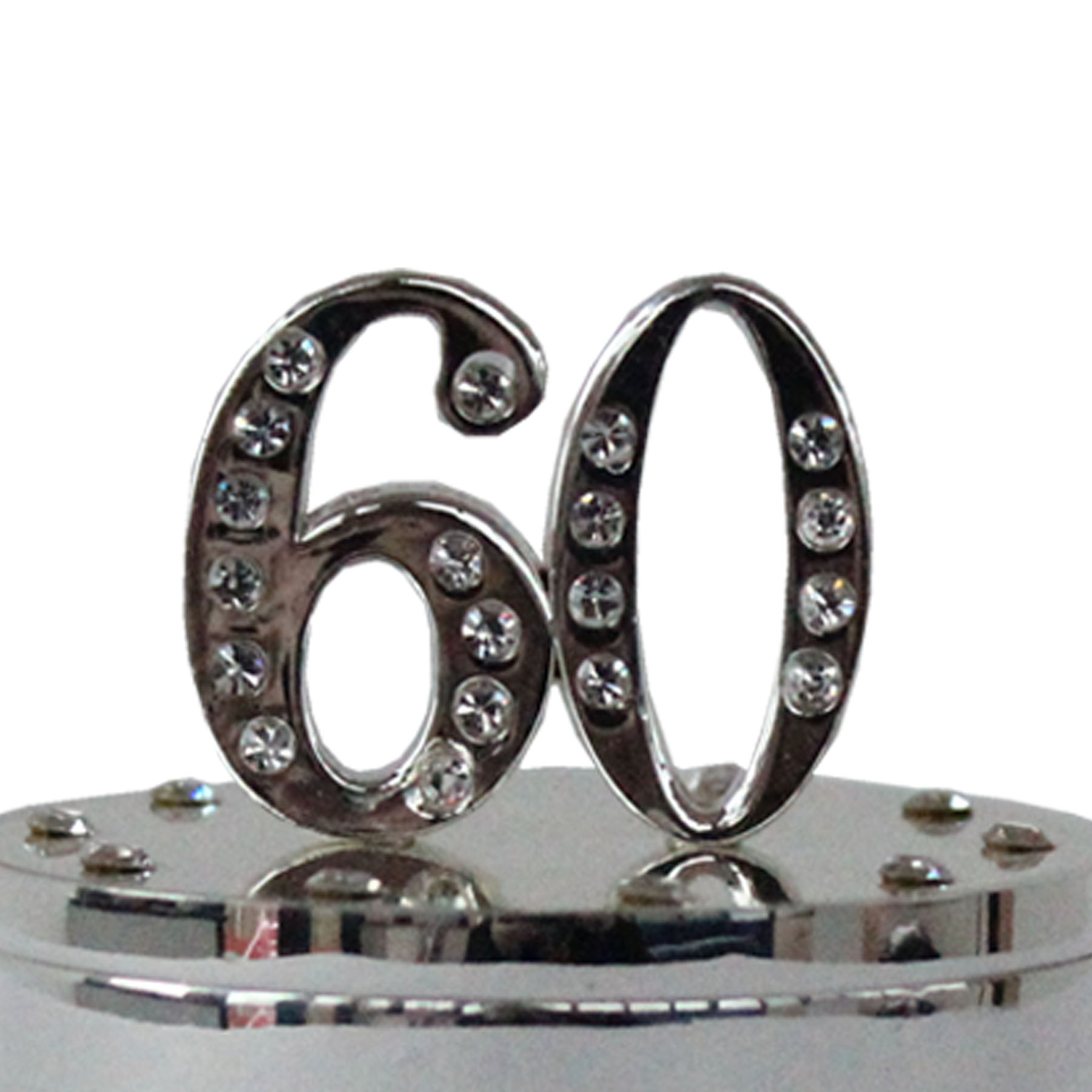 Milestones Silver and Diamante Trinket Box with Number Top - 60th Birthday