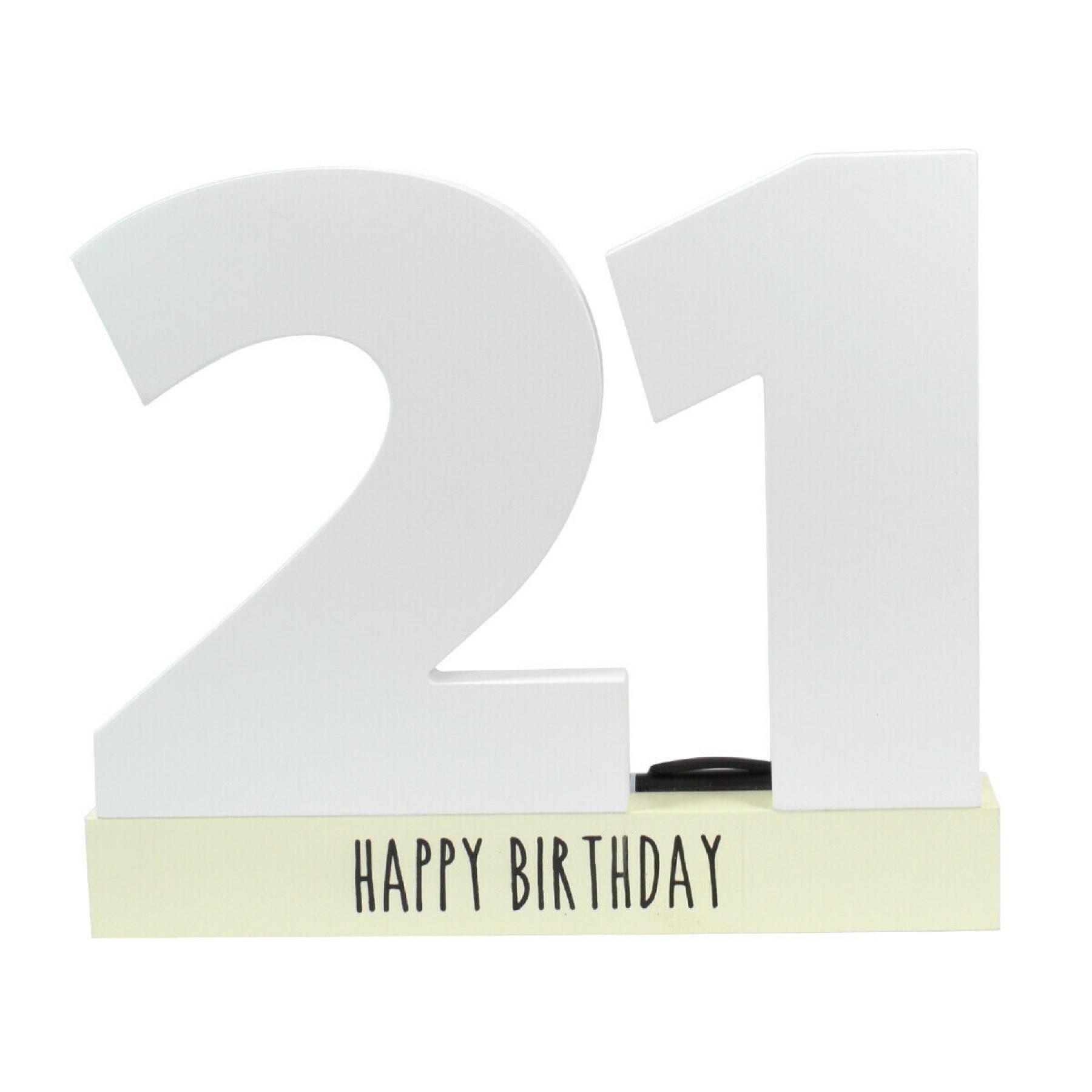 Wooden Birthday Number Signature Plaque on Base with Pen - 21st