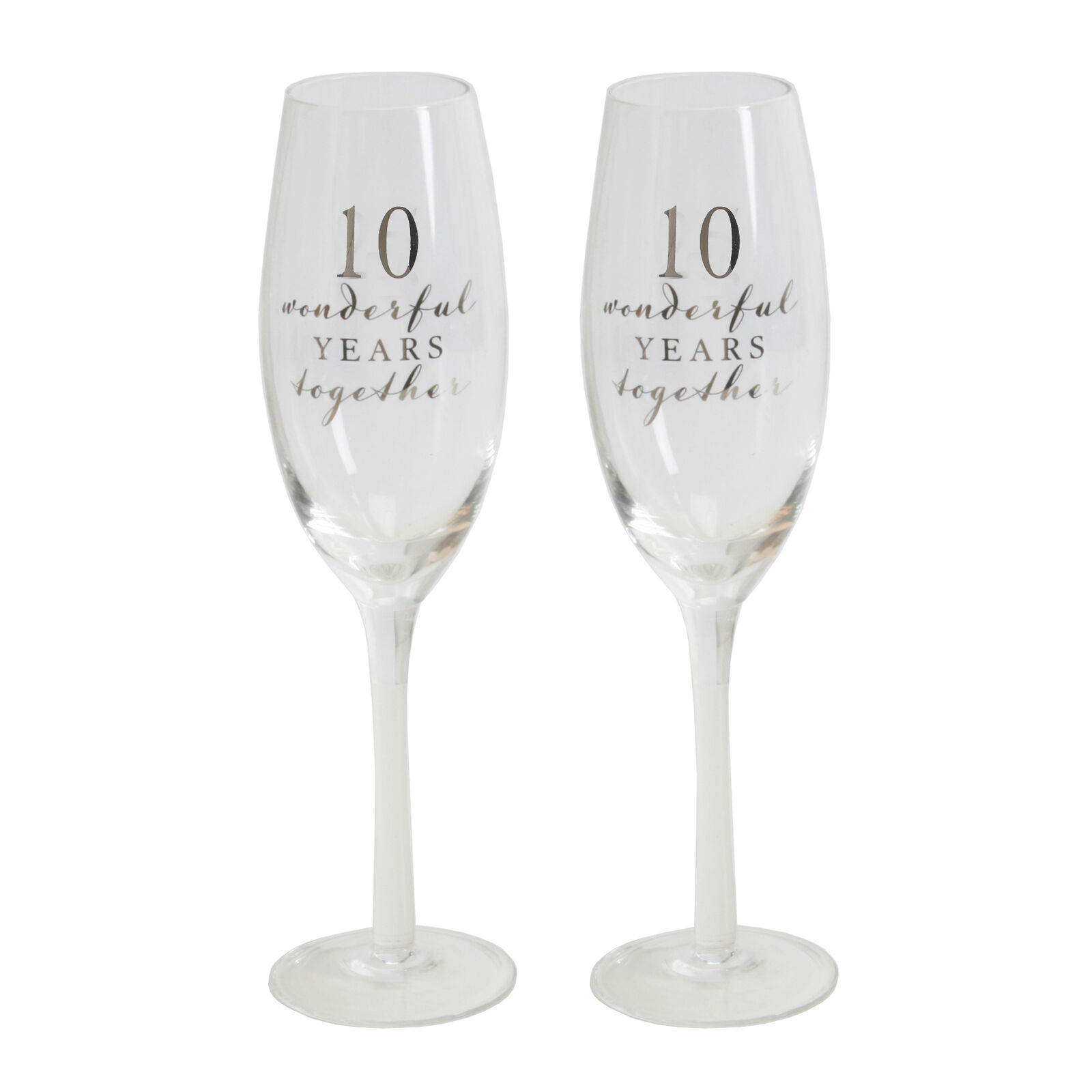 Amore Set of 2 Gift Boxed Champagne Flutes - 10th Anniversary