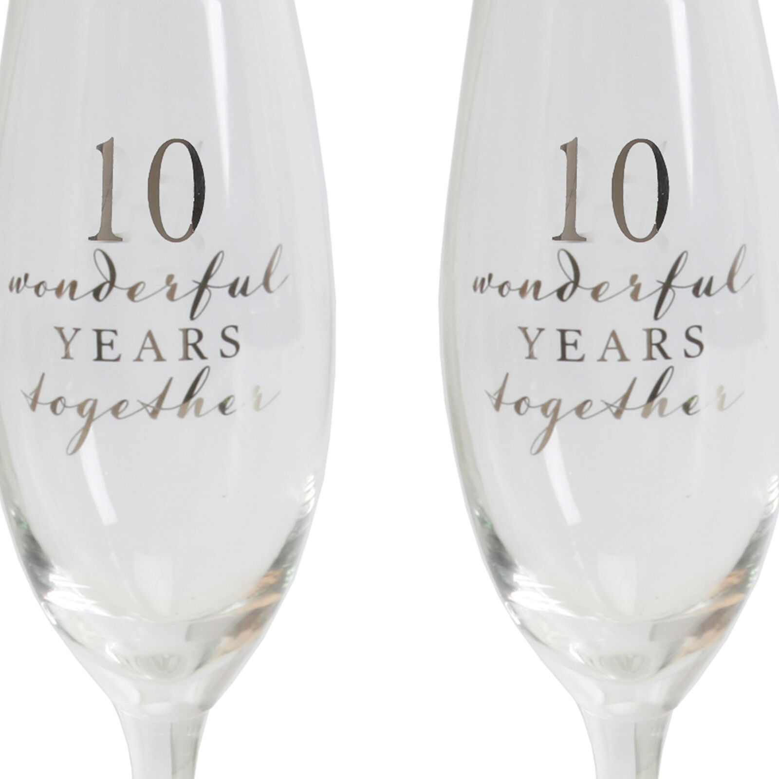 Amore Set of 2 Gift Boxed Champagne Flutes - 10th Anniversary