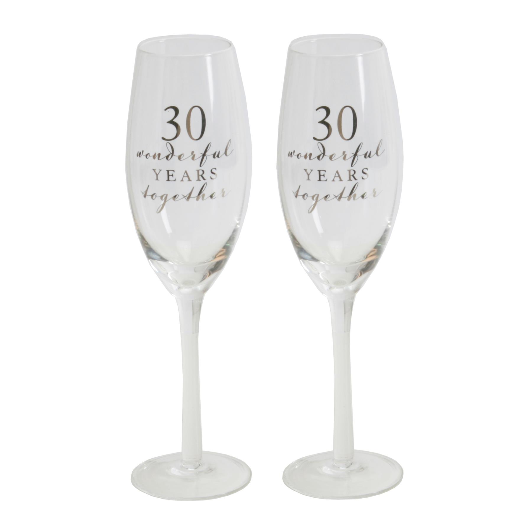 Amore Set of 2 Gift Boxed Champagne Flutes - 30th Anniversary