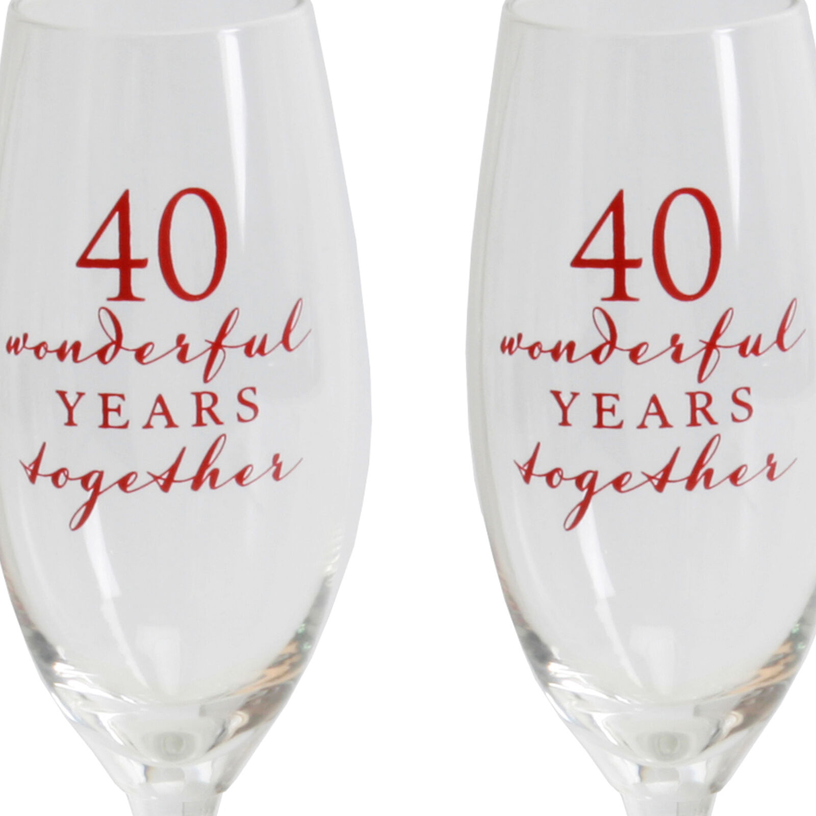 Amore Set of 2 Gift Boxed Champagne Flutes - 40th Anniversary