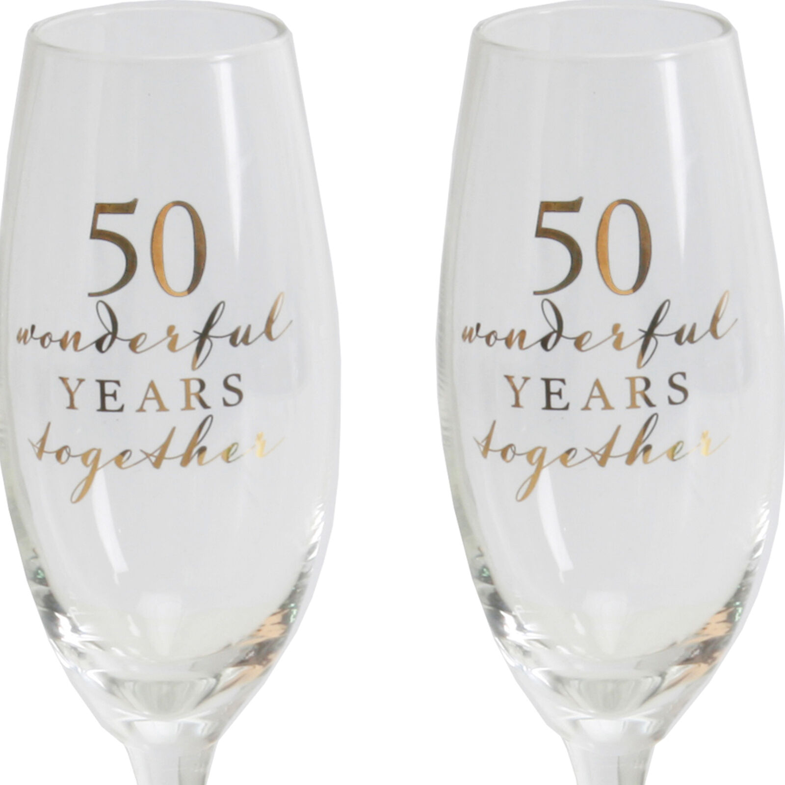 Amore Set of 2 Gift Boxed Champagne Flutes - 50th Anniversary