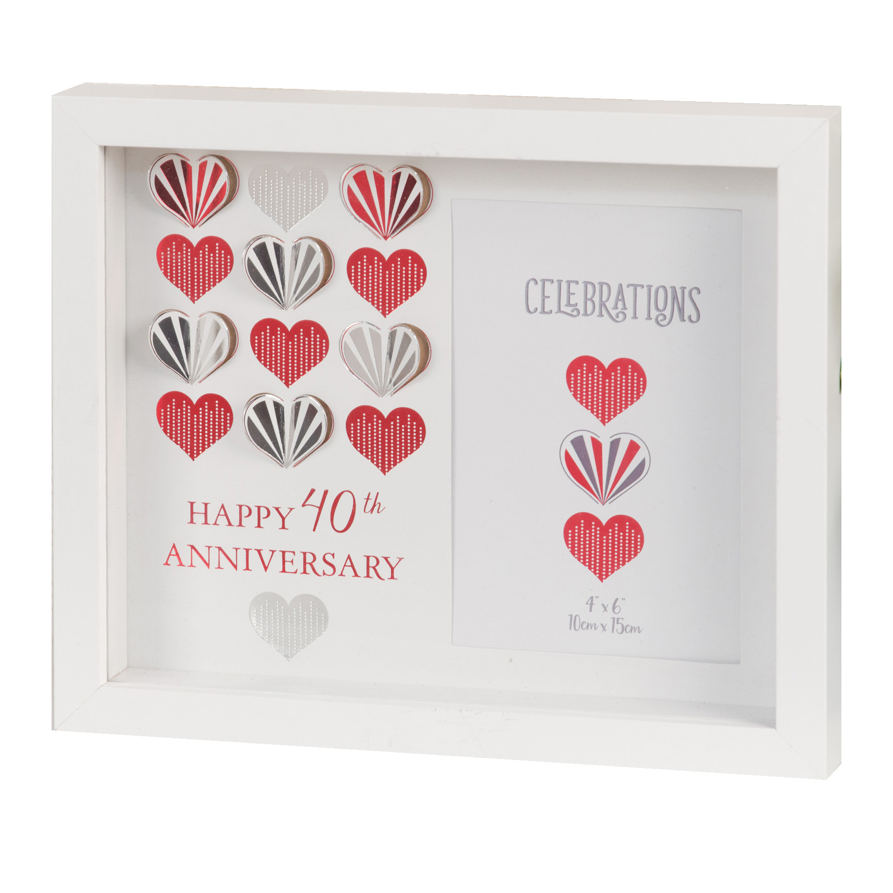 Celebrations White MDF Wall 4'x6' Frame Plaque - 40th Ruby Anniversary