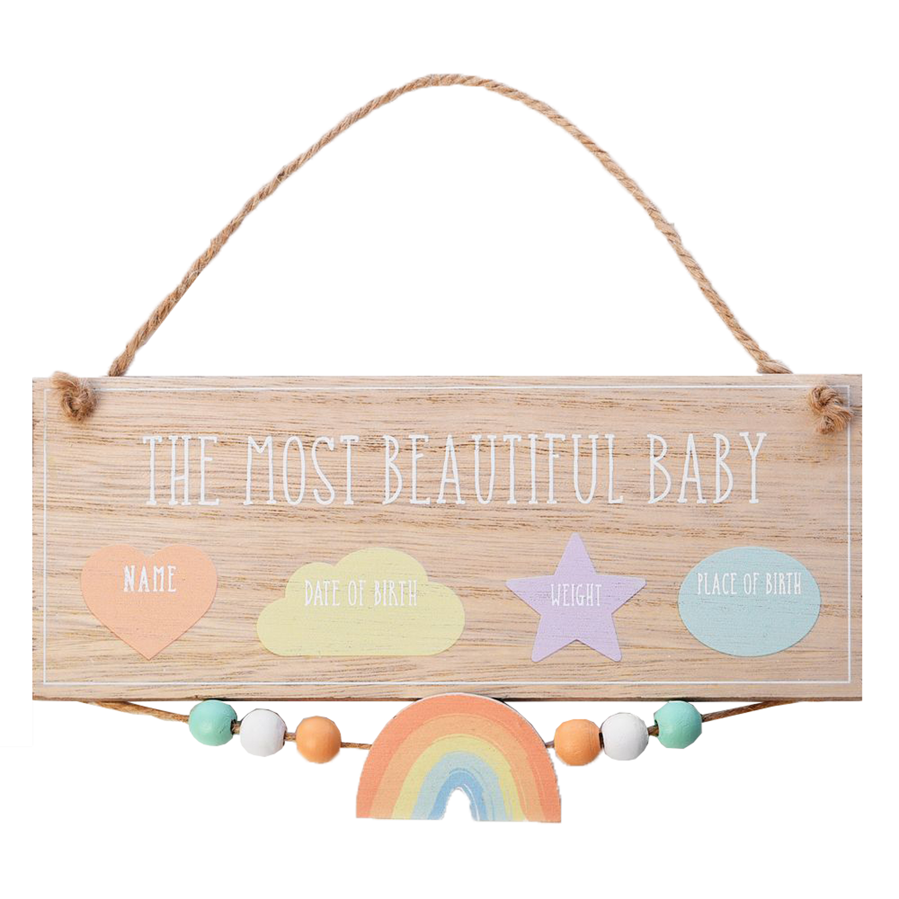 New Baby Data Hanging MDF Plaque - Most Beautiful Baby