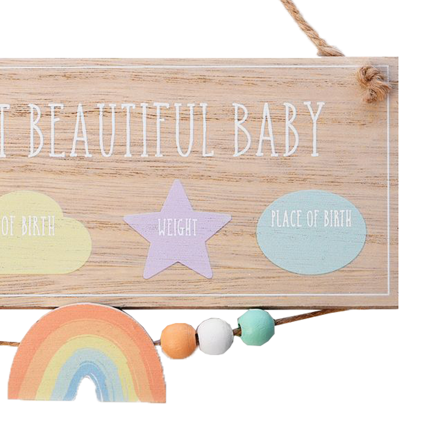 New Baby Data Hanging MDF Plaque - Most Beautiful Baby