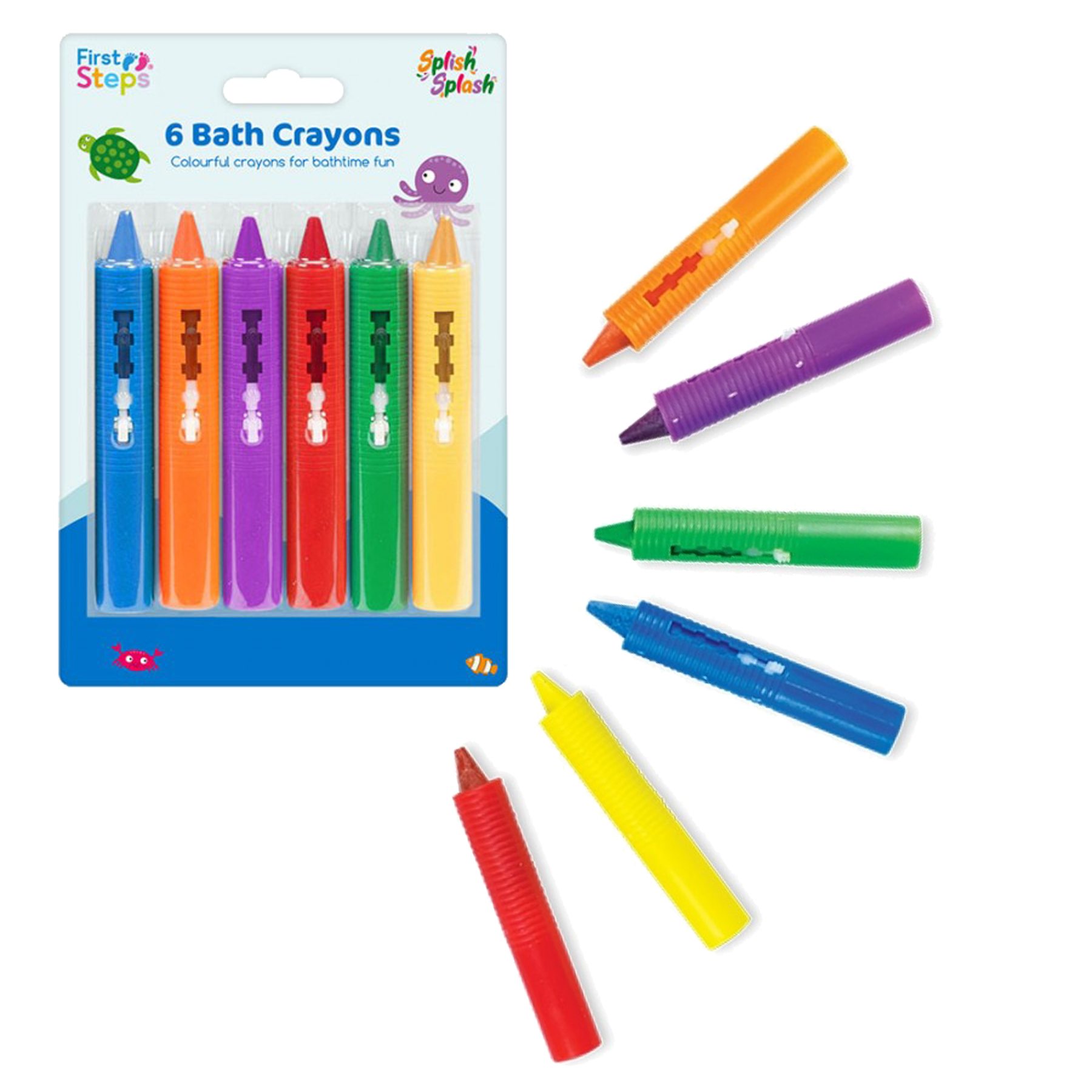 6 pack Baby Bath Crayons - Non Toxic Bath Toys by First Steps
