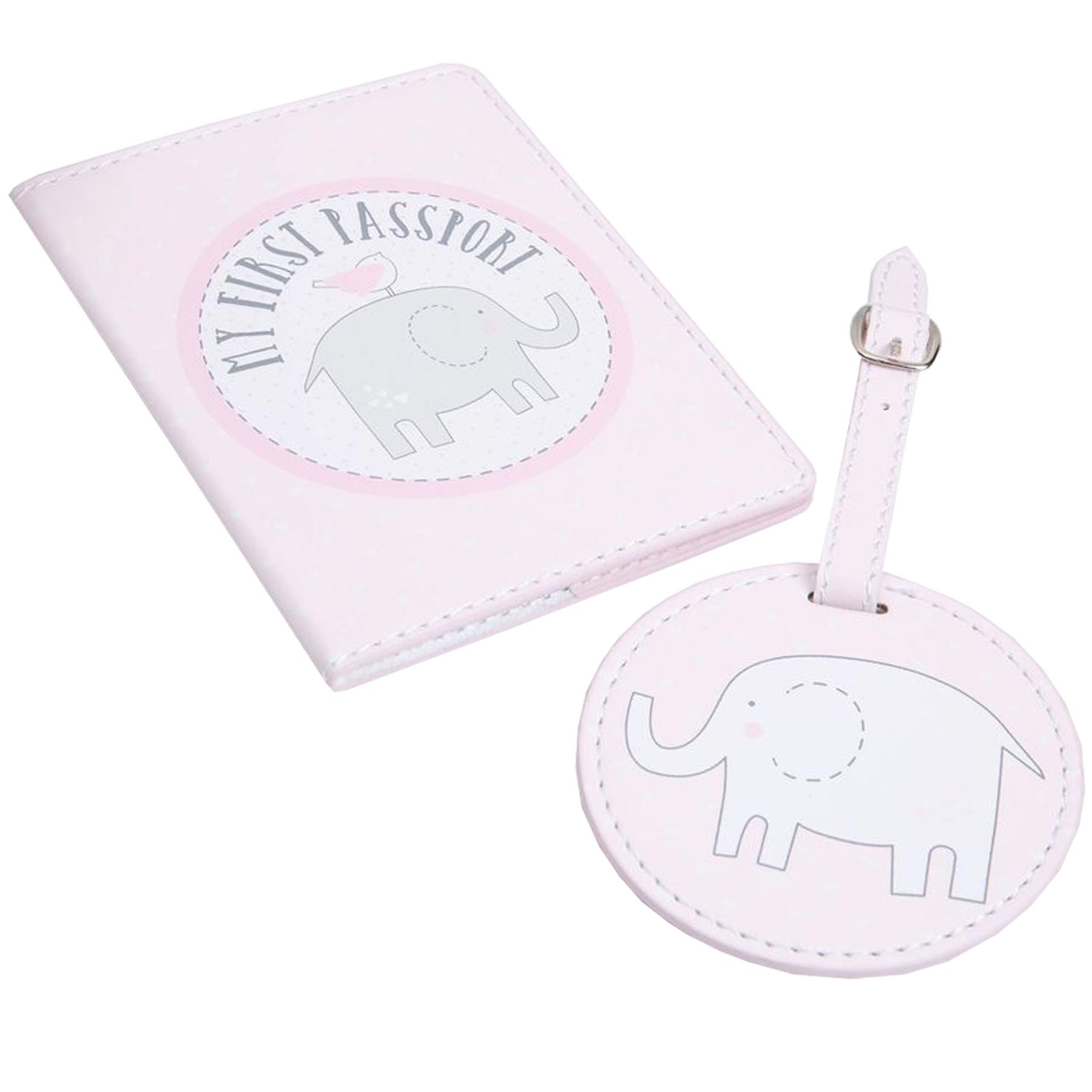 Petit Cheri My First Passport Cover and Luggage Tag Travel Set - Pink