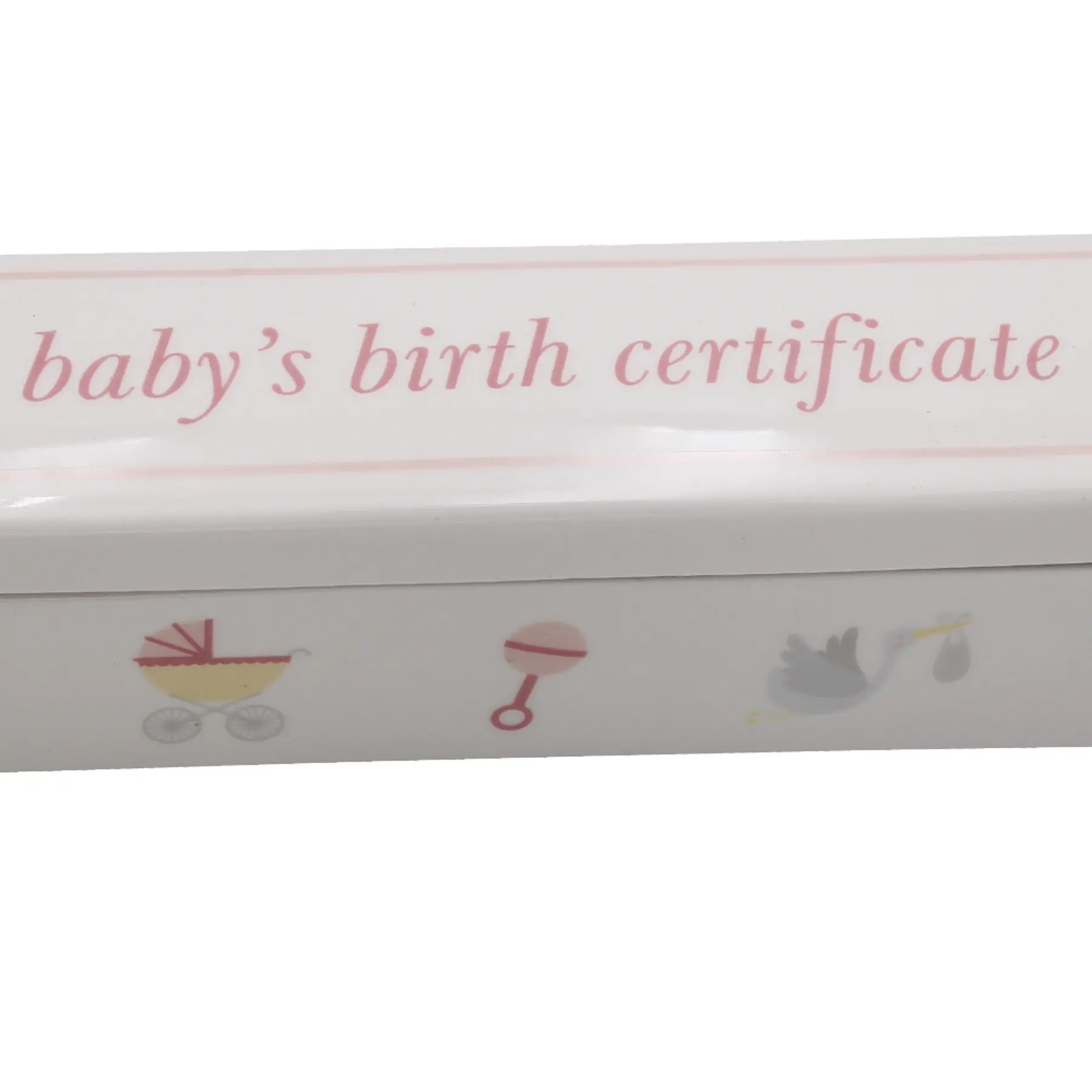 Ceramic 'Baby's Birth Certificate' Holder - Pink