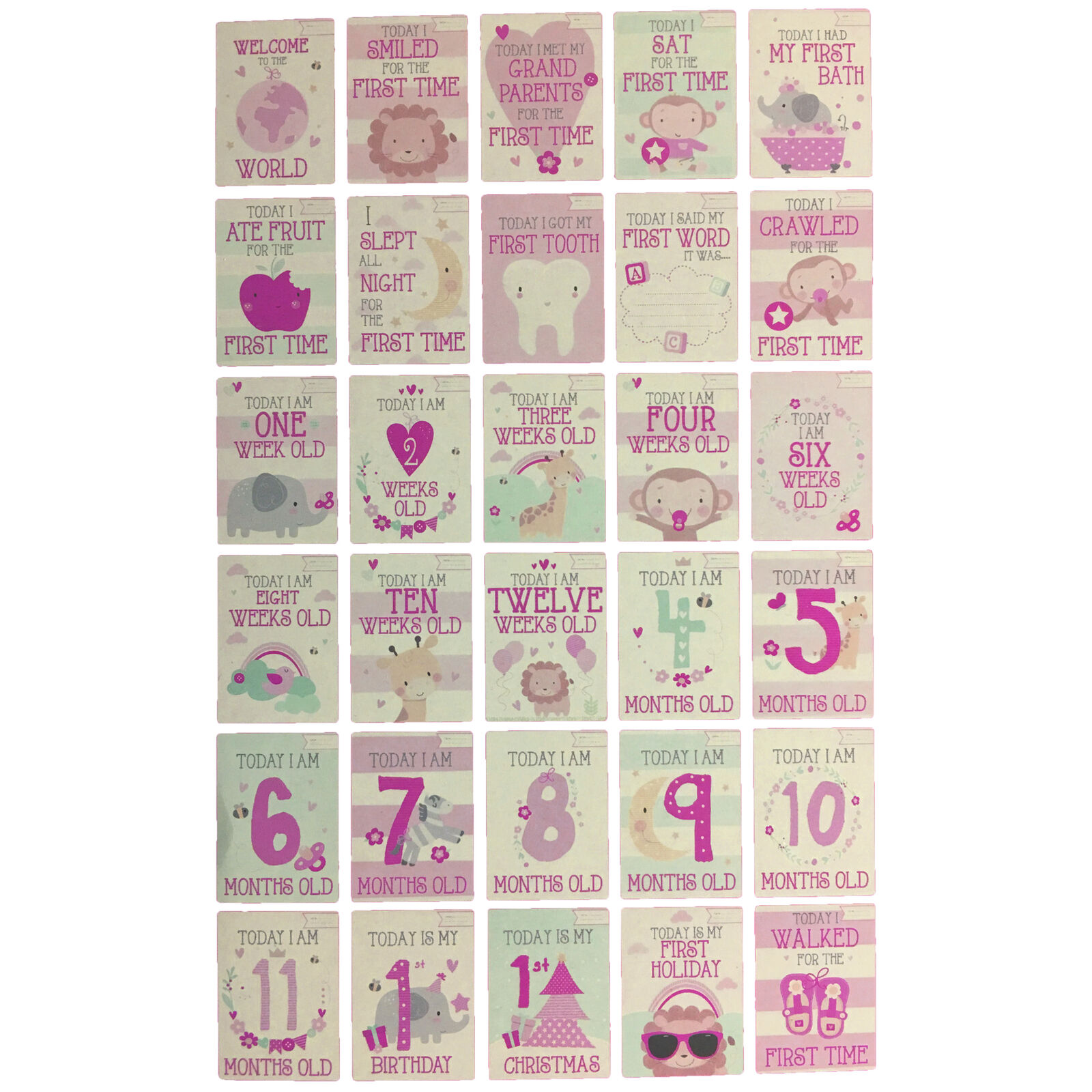 30 Memorable Moment Milestone Cards - Keepsake “Baby’s 1st Year” - GIRL