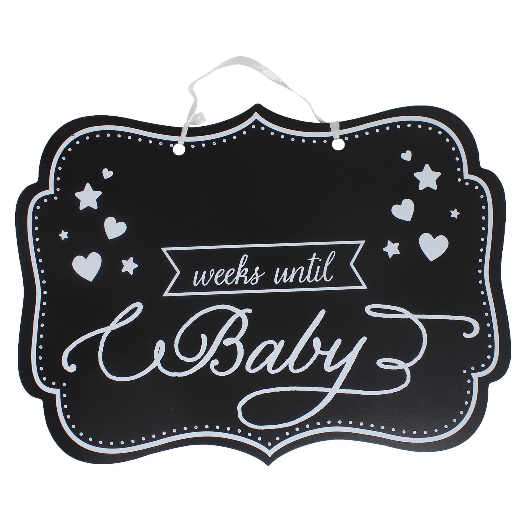 Baby Shower 'Weeks Until Baby' Chalkboard Hanging Sign - 29cm x 21cm
