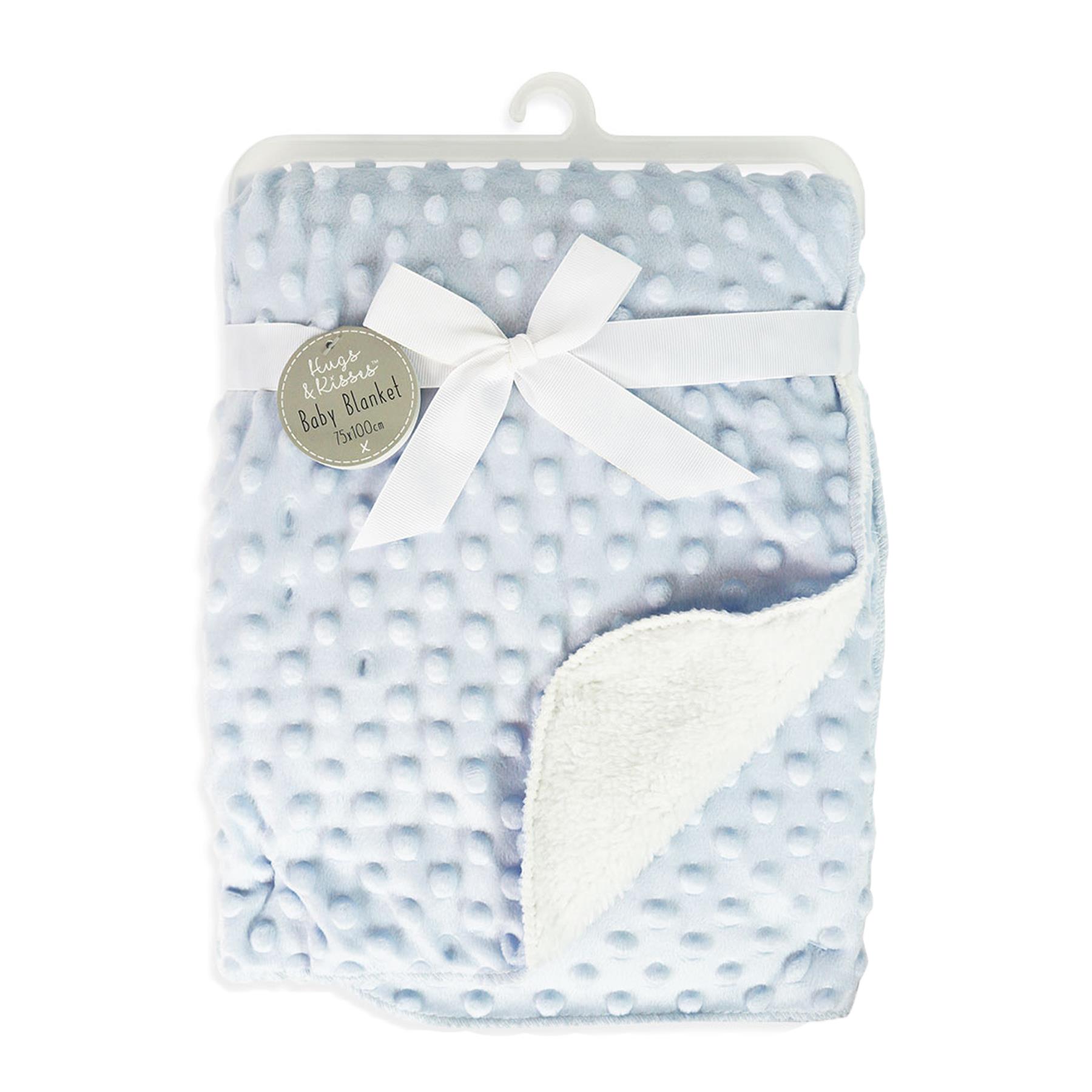 Baby Shower Gift - Super Soft Bobble 75 x 100cm Baby Blanket - Blue