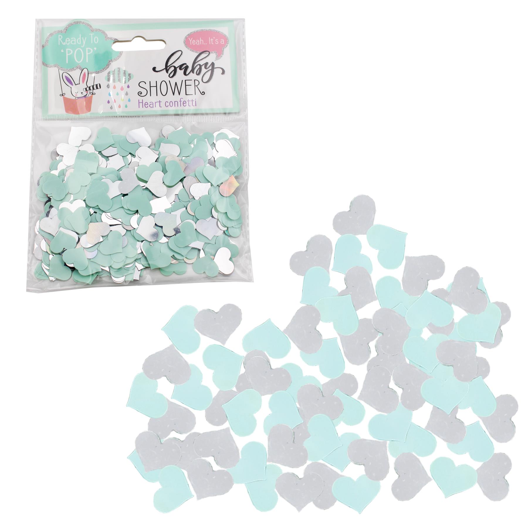 Baby Shower Decorations - Green / Silver Heart Table Confetti