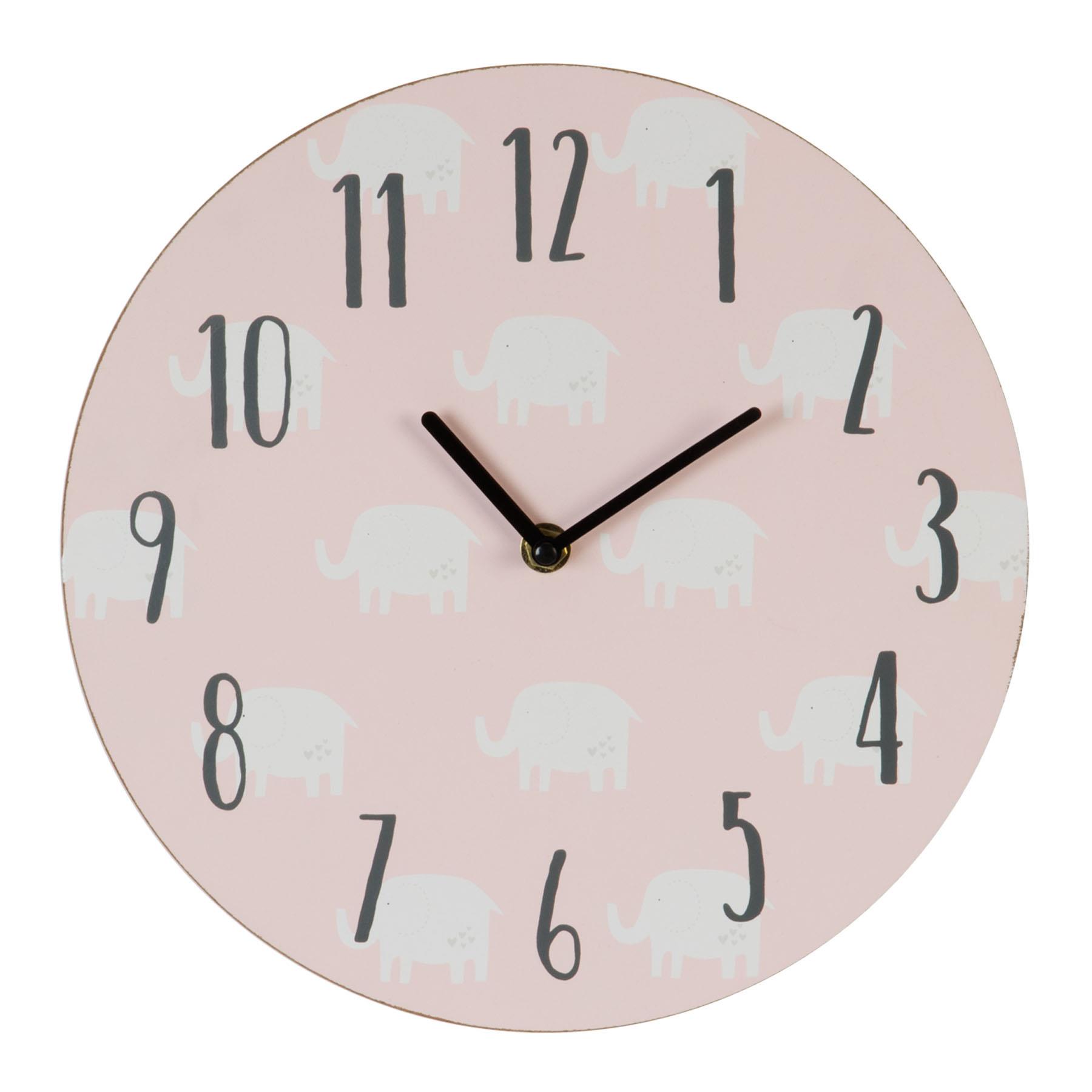 Petit Cheri Elephant Design MDF Bedroom 17cm Clock - New Baby  Girl