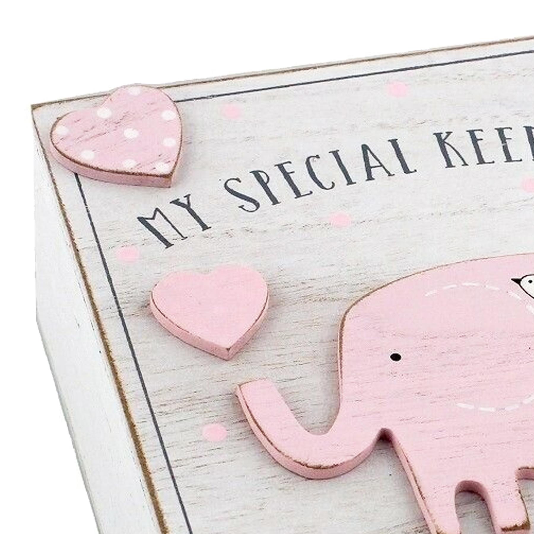 My Special Keepsakes Box MDF New Baby Gift White and Pink