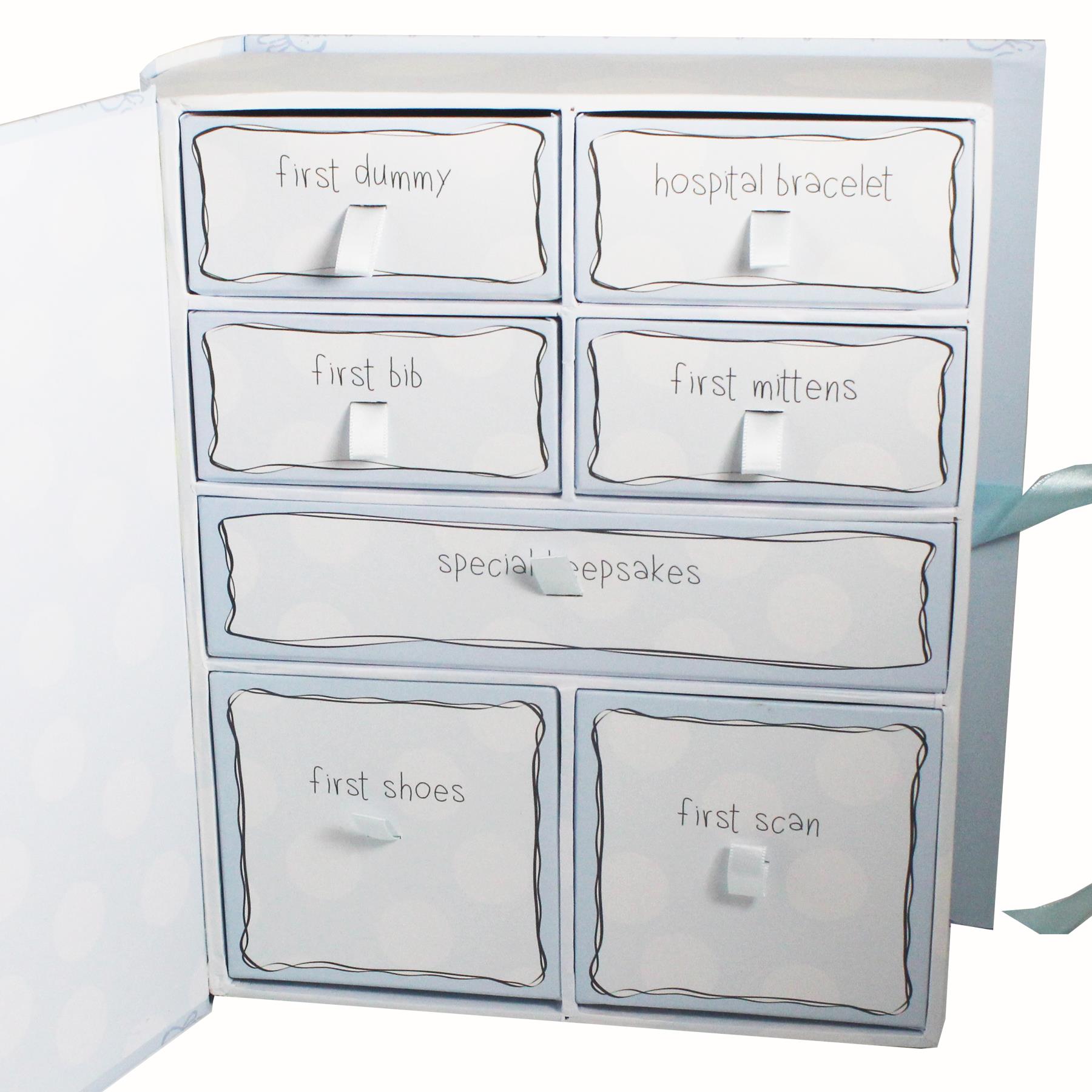 New Baby Keepsake Box with 7 Compartments Little Miracles by Tracey Russell - Boy