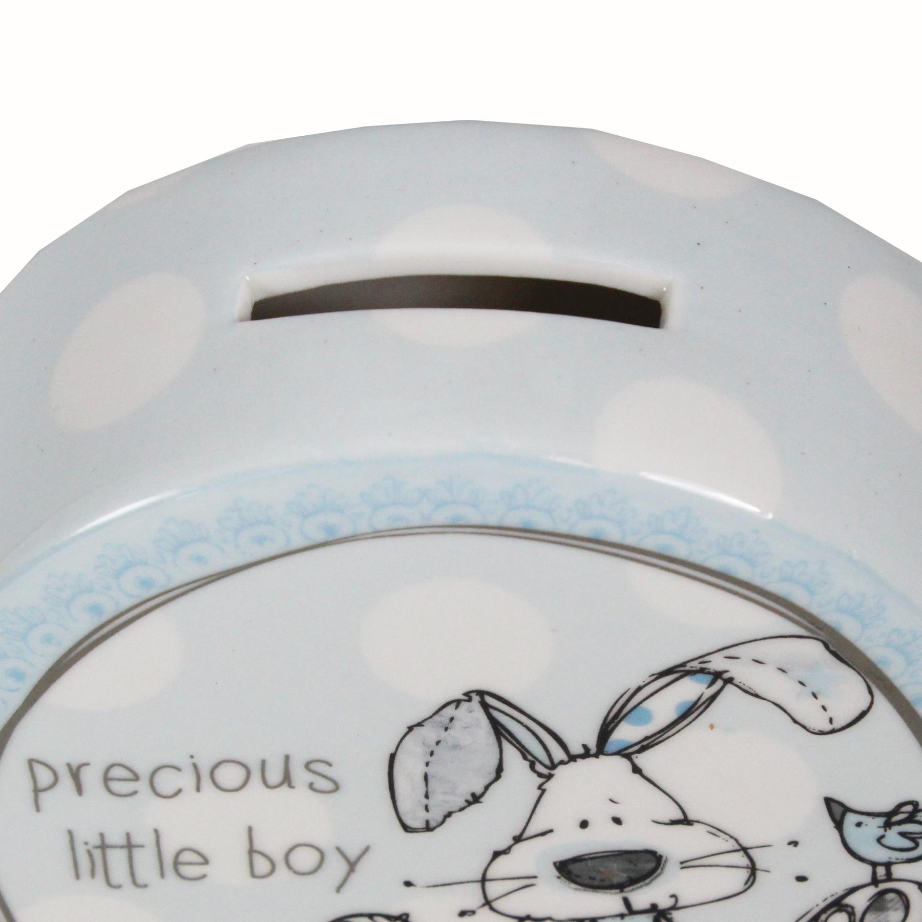 New Baby Ceramic Money Box Little Miracles by Tracey Russell - Boy