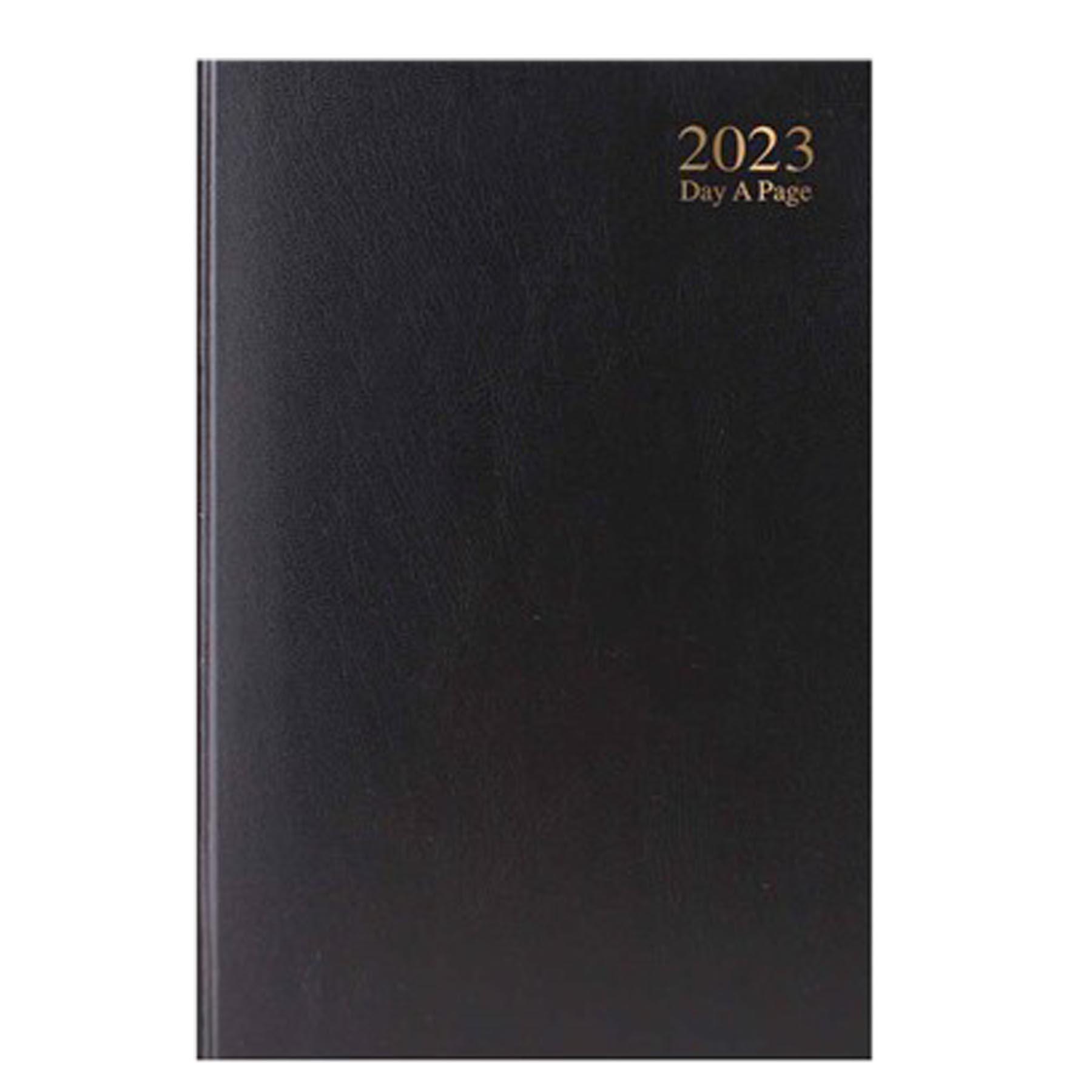 2023 A4 Hardback Day a Page Diary 3188 - Black