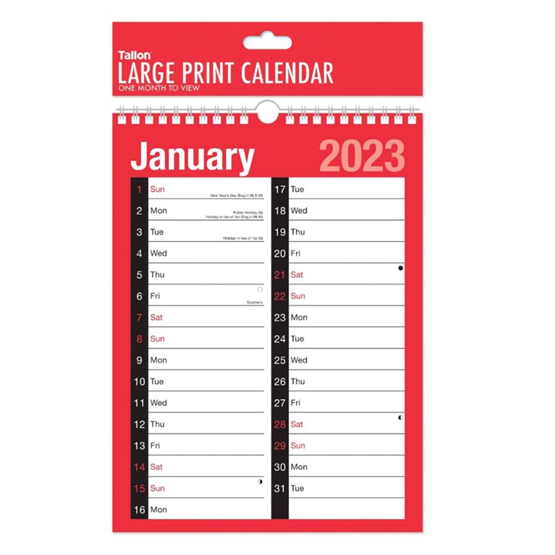 2024 A4 Large Print 2 Column Calendar