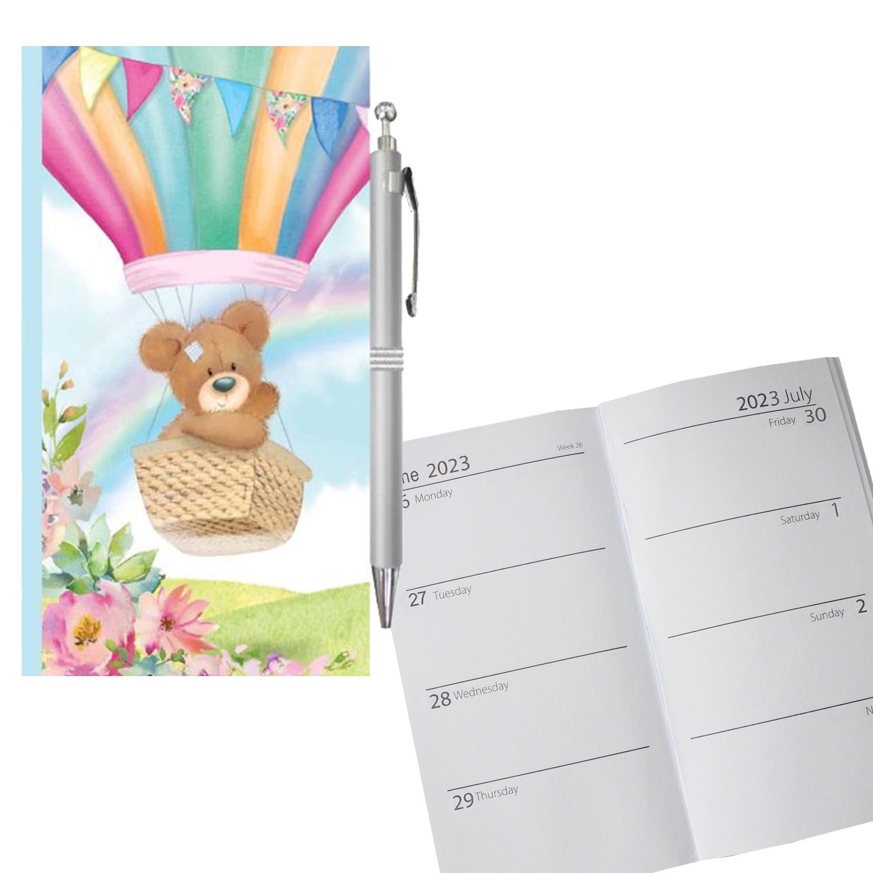 2023 Slimline Week To View Diary and Pen 0813 - Teddy Hot Air Balloon