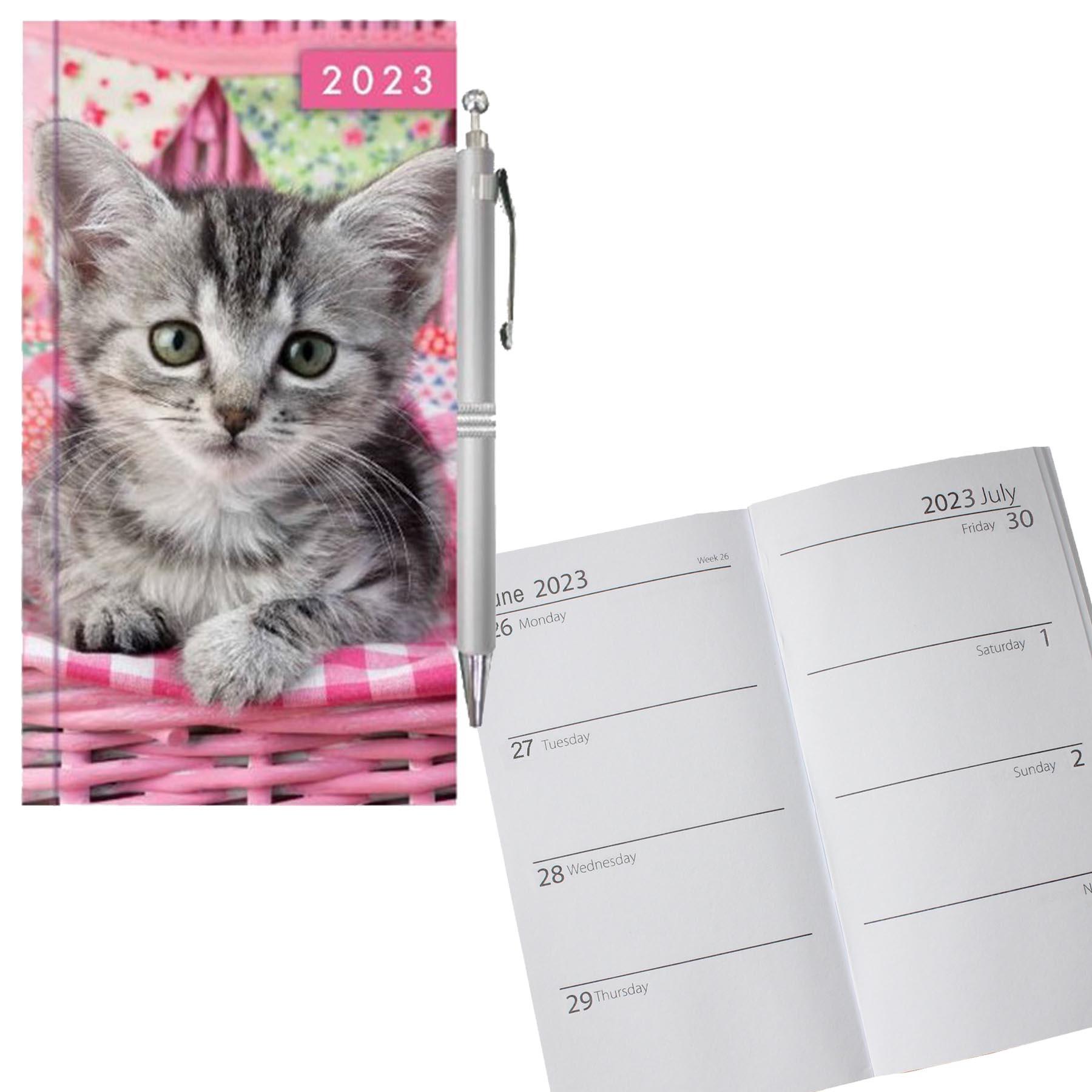 2023 Slimline Week To View Diary and Pen 0810 - Cat Kitten