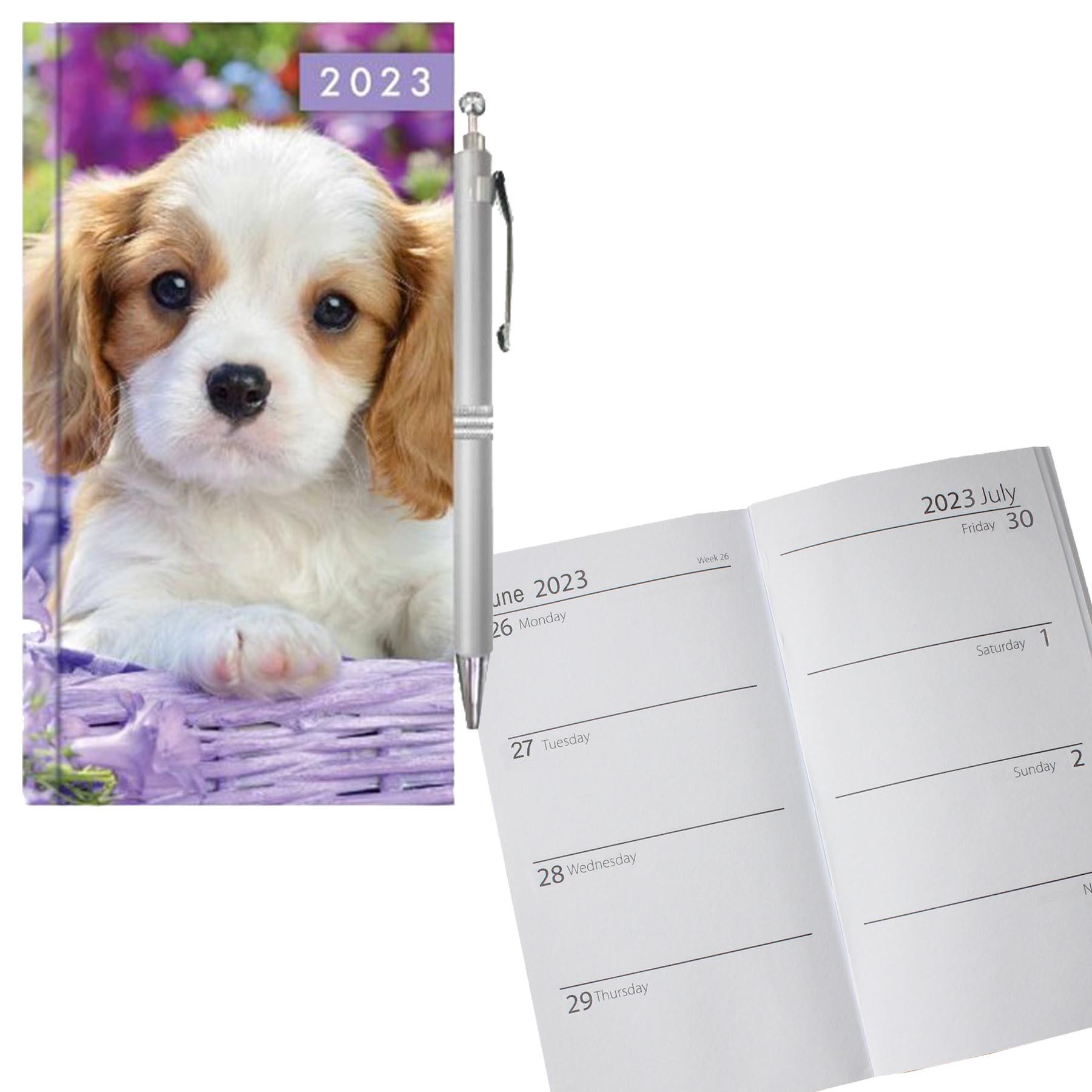 2023 Slimline Week To View Diary and Pen 0810 - Dog Puppy