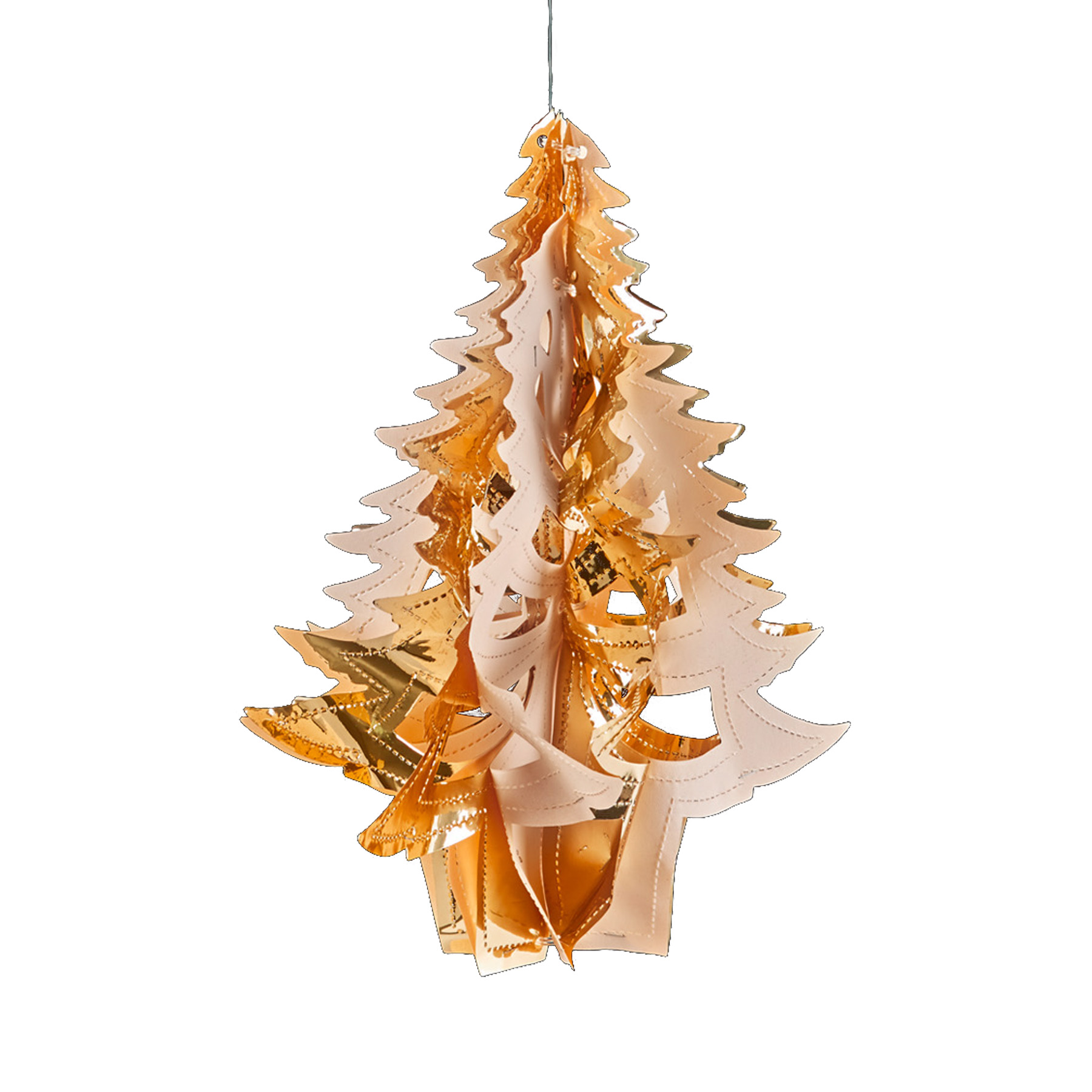 Rose Gold Christmas Foil Ceiling Decorations - 40cm Tree