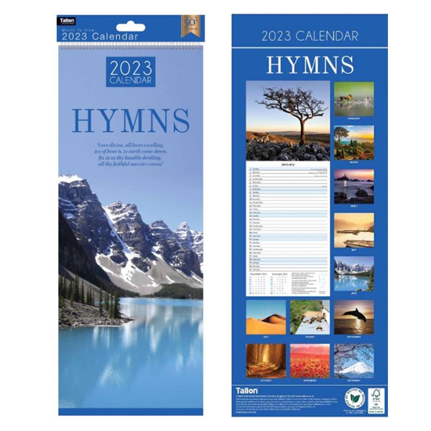 2023 Slimline Religious Wall Calendar Month to View - Hymns
