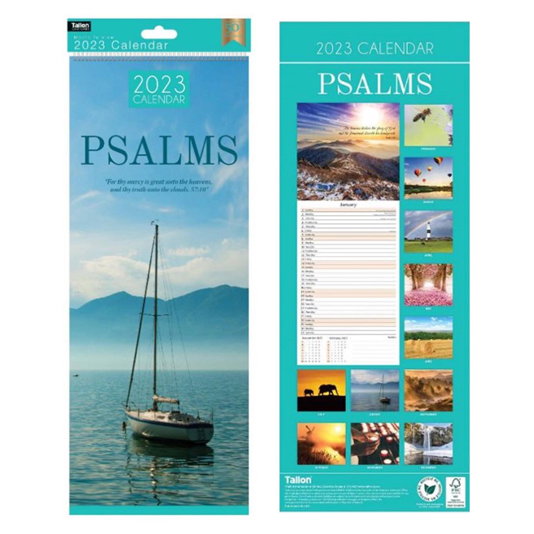 2023 Slimline Religious Wall Calendar Month to View - Psalms