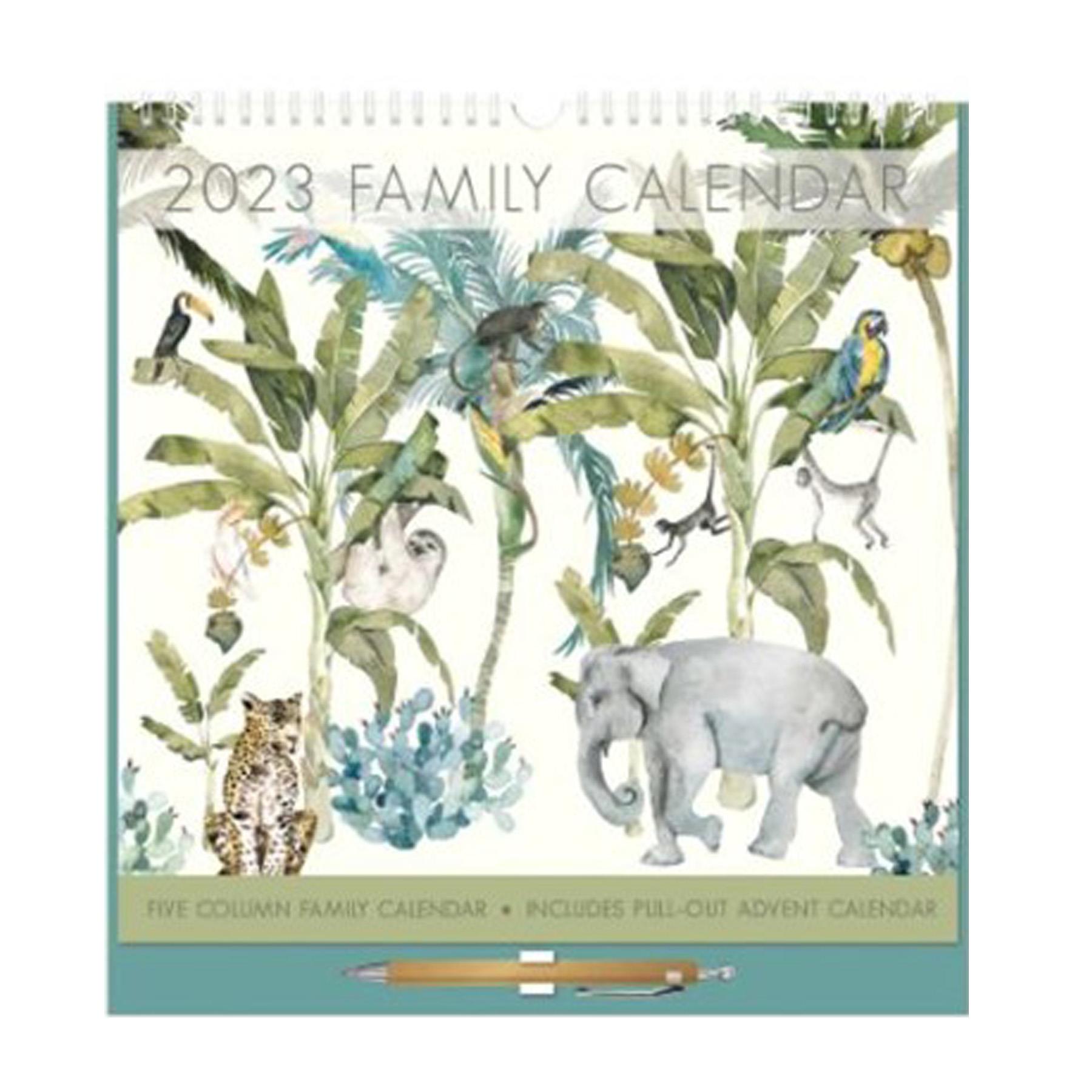 2023 Family 5 Column Calendar with Free Advent Calendar - Animal Design