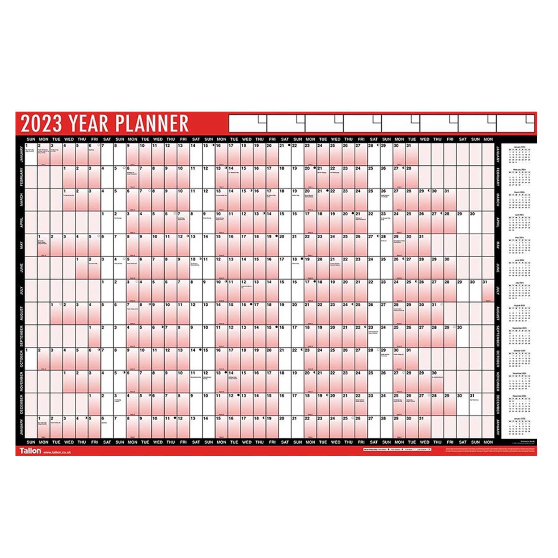 2023 Large Staff Holiday Wall Planner Calendar 88cm x 58cm with Pen and Stickers