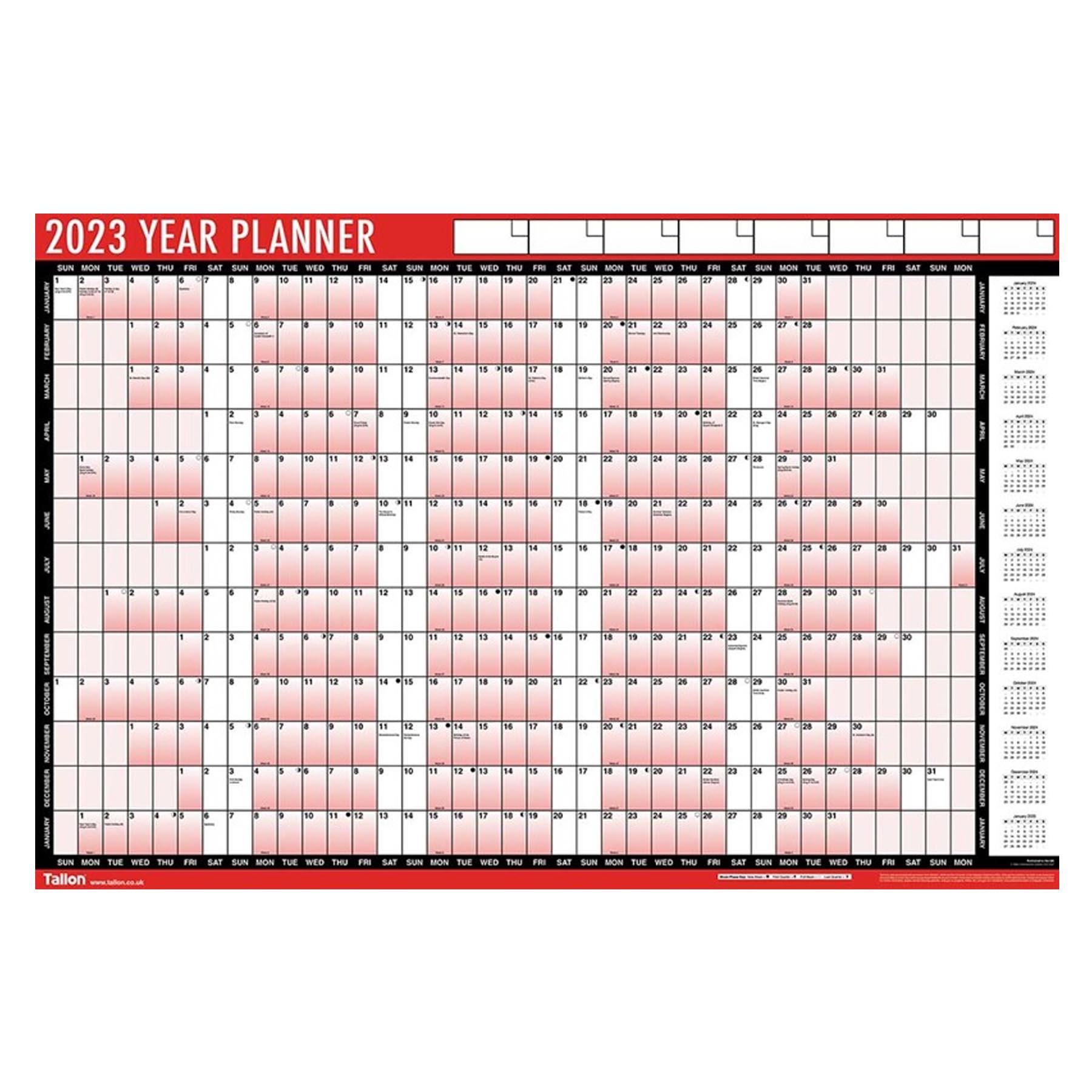 2023 Large Year Wall Planner Calendar 88cm x 58cm with Pen and Stickers