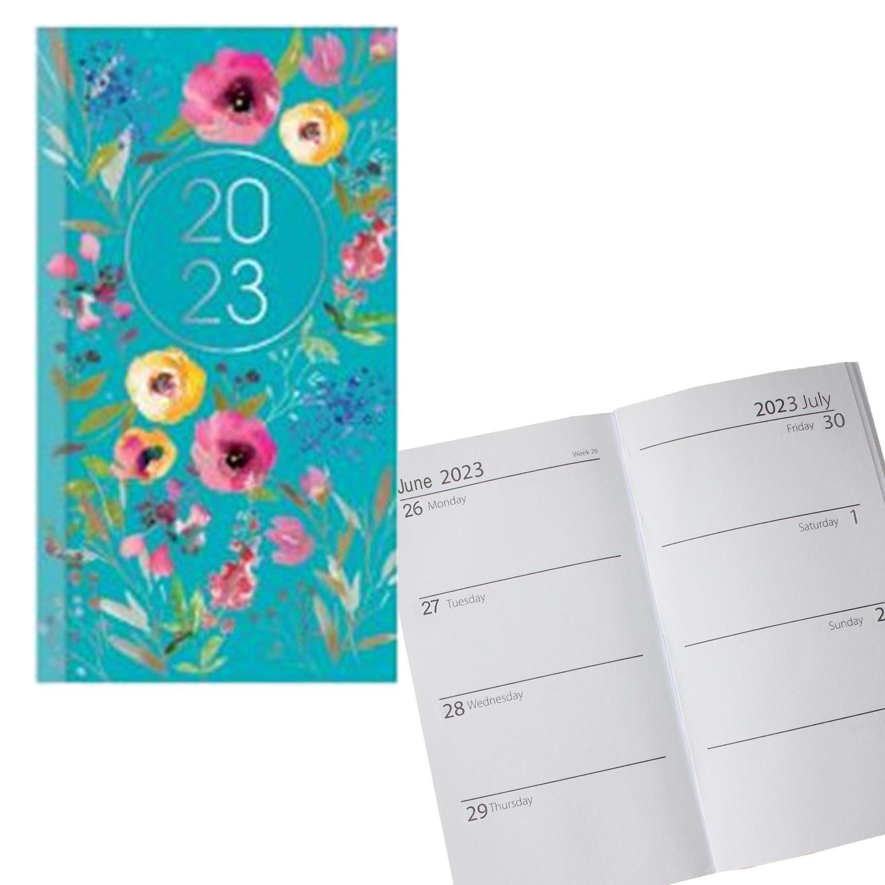 2023 Slimline Hardback Week To View Diary 0320 - Flowers